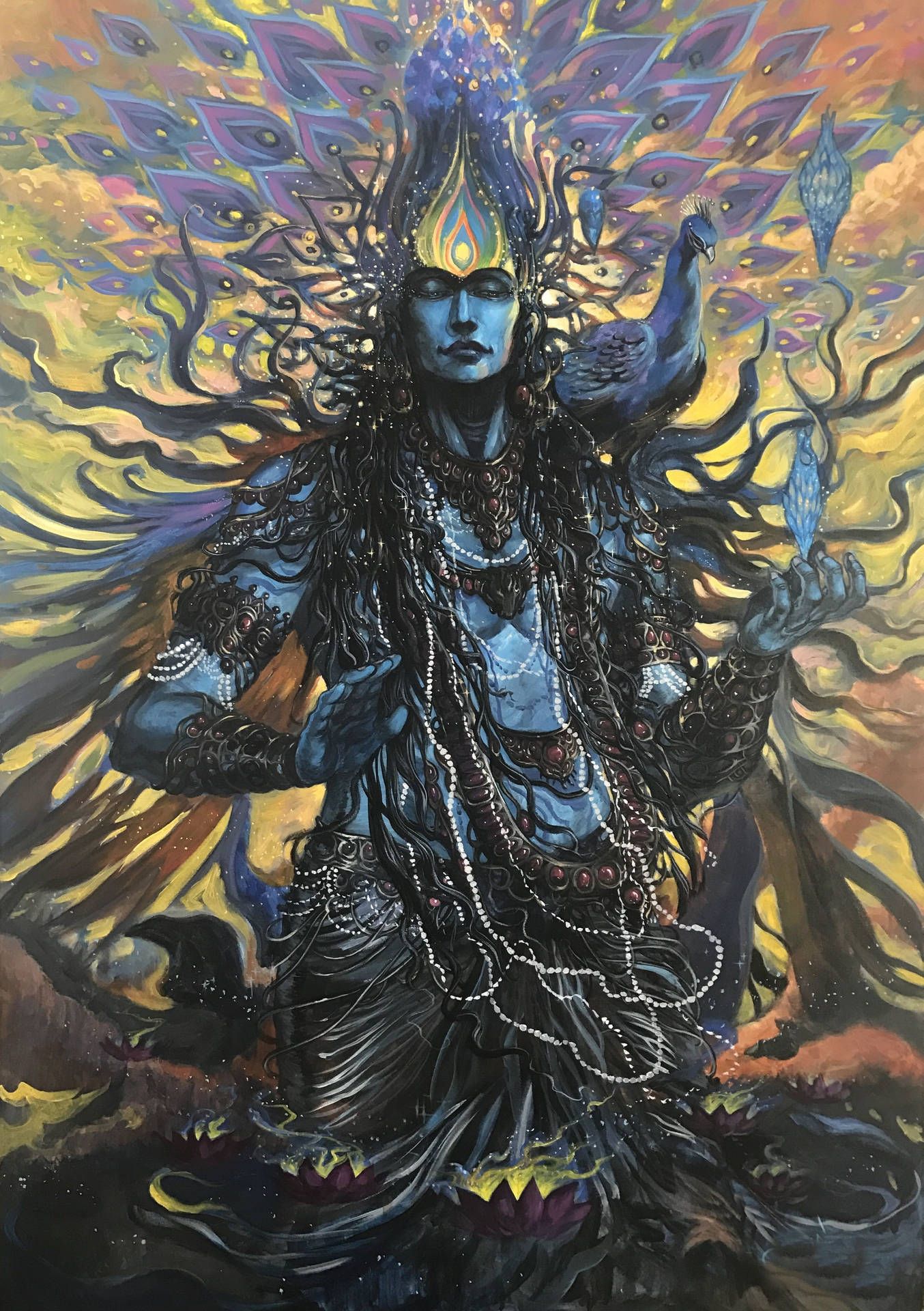 1354x1920 Angry Vishnu With Black Jewels Wallpaper