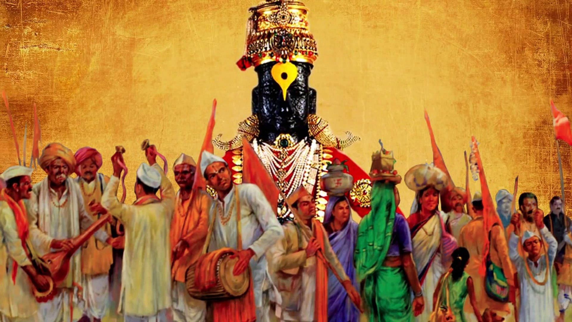 1920x1080 Download free Lord Vitthal Pandurang With Worshipers Wallpaper