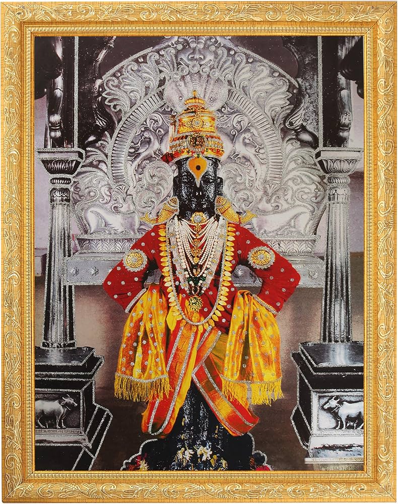 790x1000 Bm Traders Vitthal Silver Zari Art Photo in Golden Frame Big (14 X 18 Inches) Religious Wall Décor, Wood : Amazon.in: Home & Kitchen