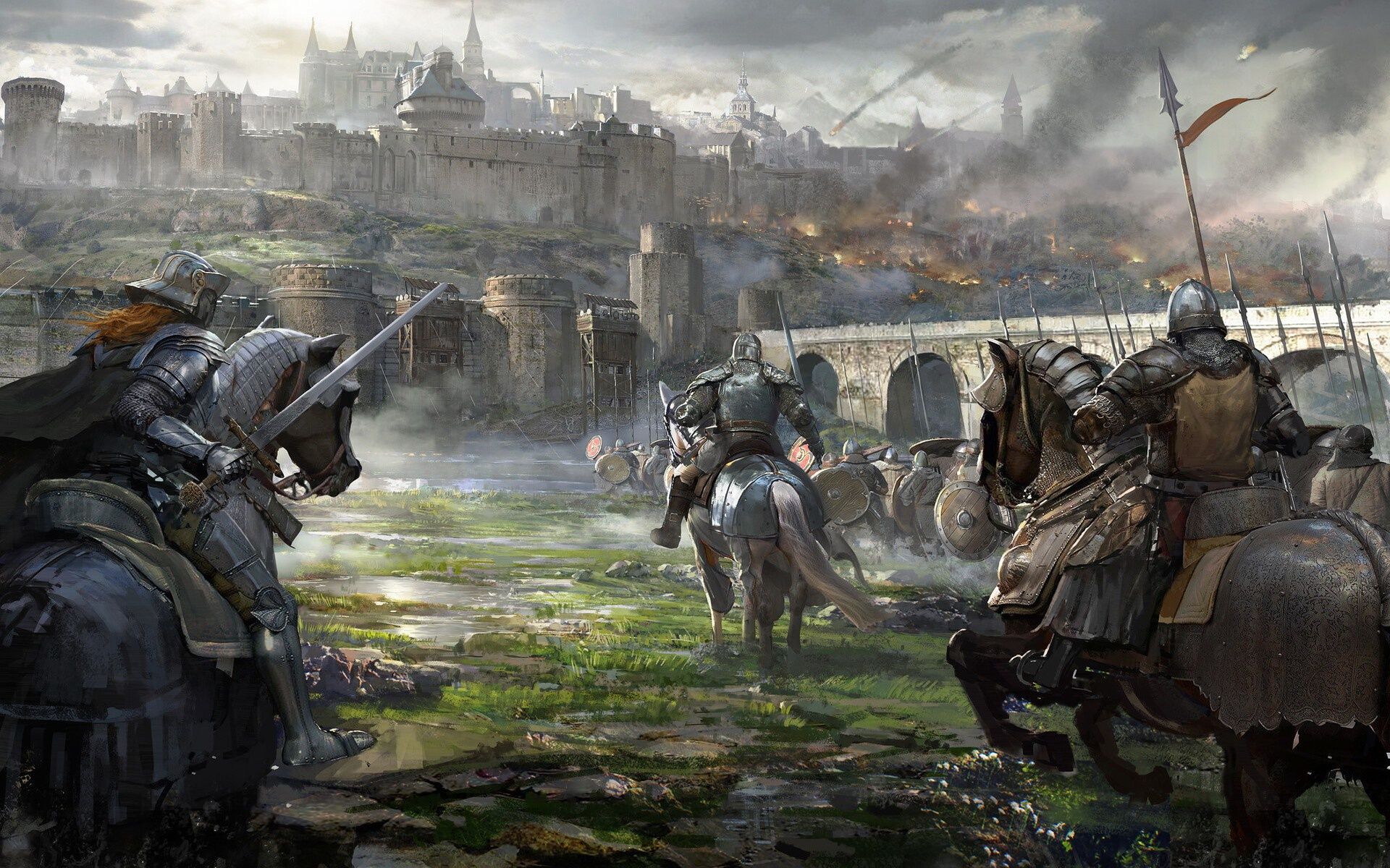 1920x1200 Epic Fantasy Siege: Knights Charge into Battle