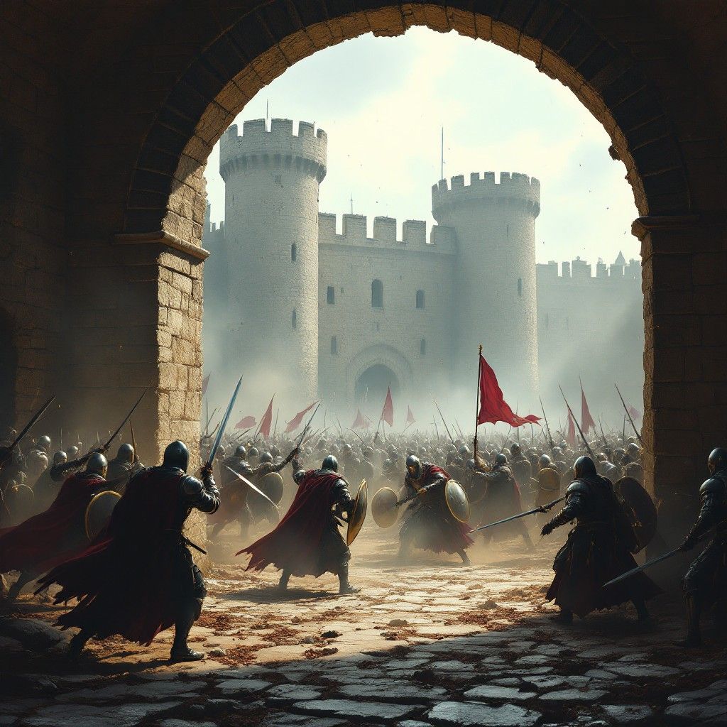 1024x1024 Free Medieval Warriors Clash Image, Battle, Castle