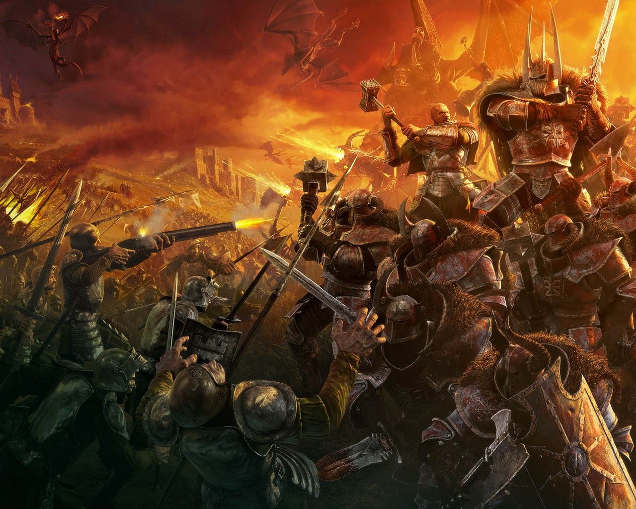 1280x1024 Desktop wallpaper: Video Game, City, Knight, Warhammer 4K free download for PC. 1511835
