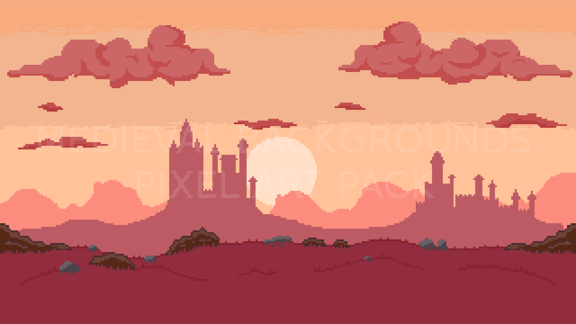 1920x1080 2D Pixel Art Medieval Background Pack