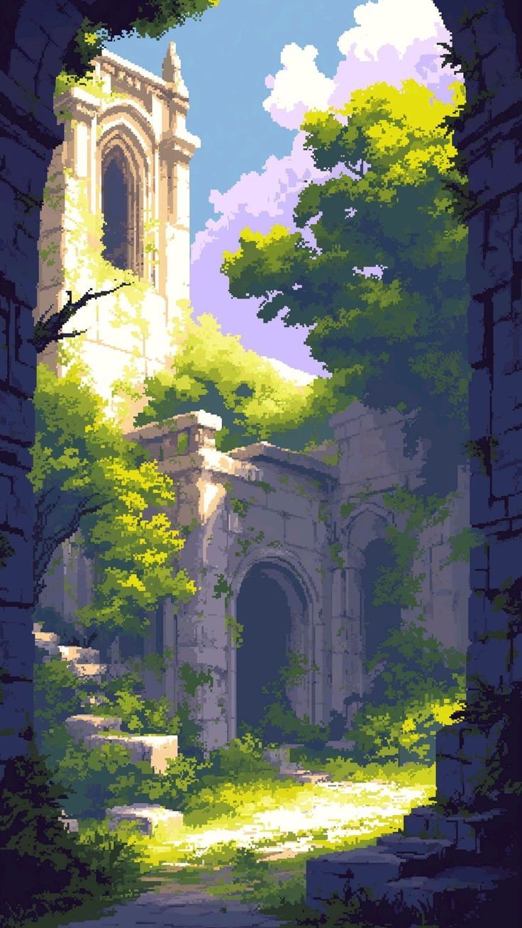 736x1308 pixel art medieval wallpaper