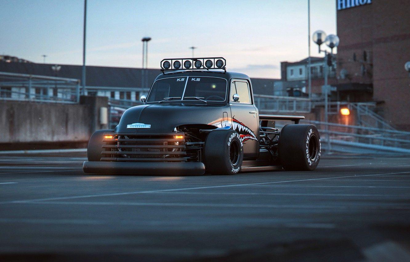 1332x850 Wallpaper machine, car, Twin Engined 1950 Chevy Pickup image