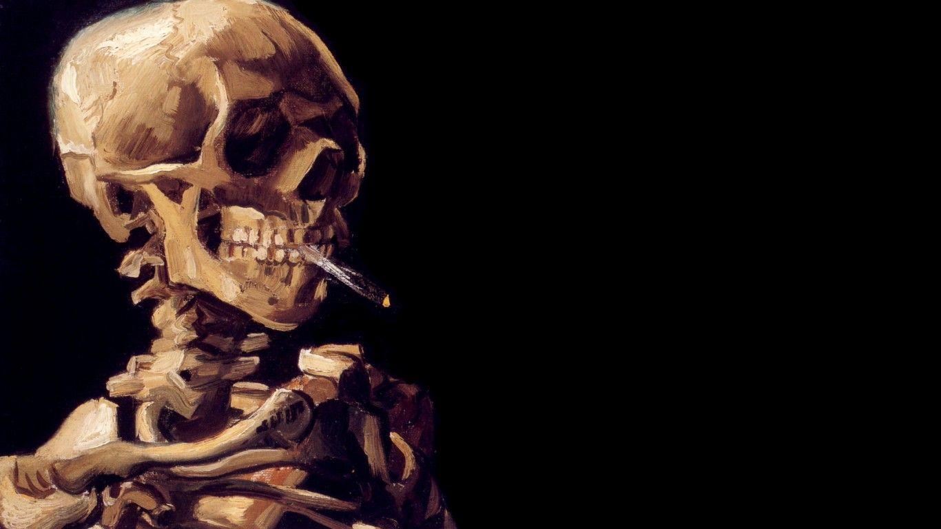 1366x768 Smoking Skeleton Wallpaperx768