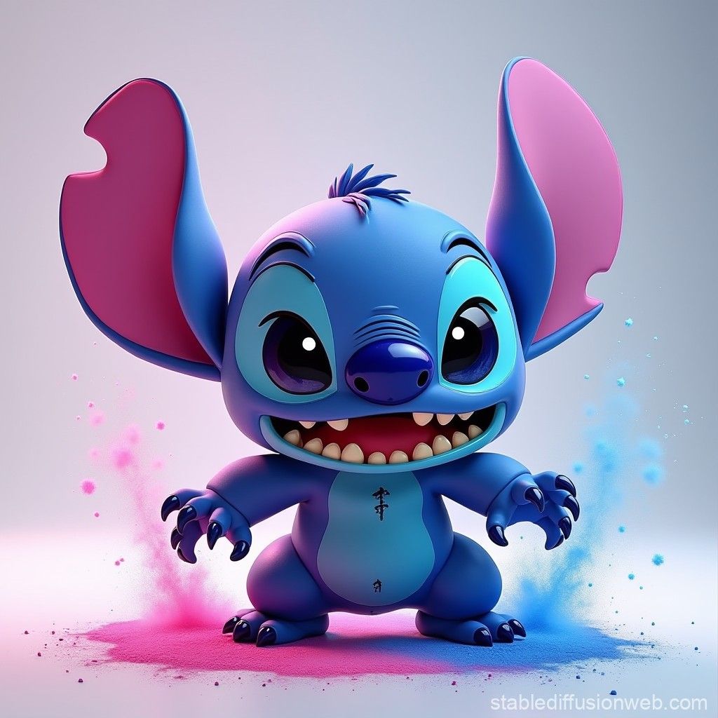 1024x1024 stitch from lilo and stitch from disney with very very angry face with pink powder fuchsia explosion Prompts. Stable Diffusion Online