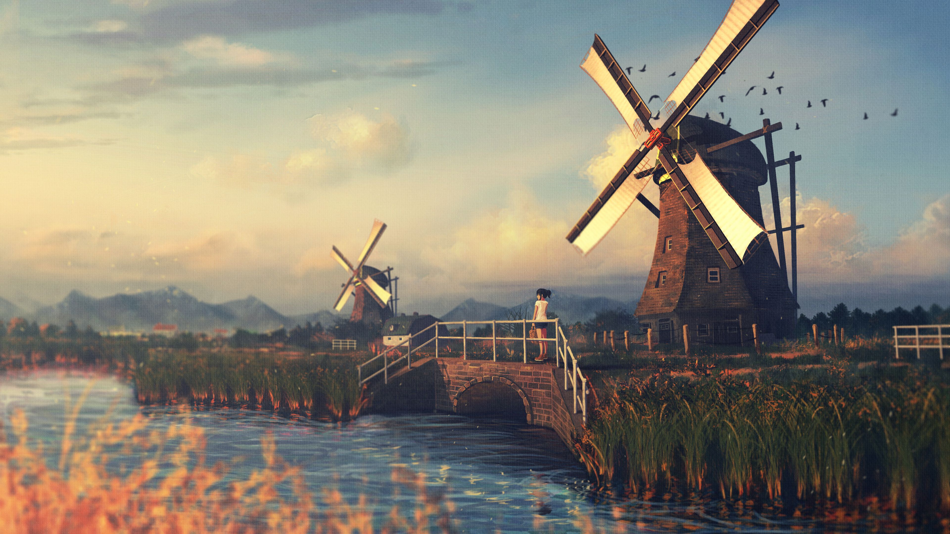 3840x2160 Windmill 4k Wallpaper and Background: Free 4K Download