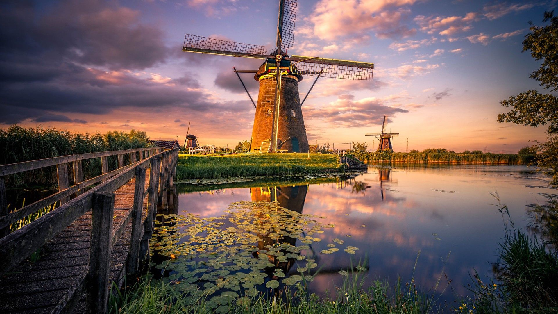 1920x1080 Netherlands Windmill Holland HD Travel Wallpaper