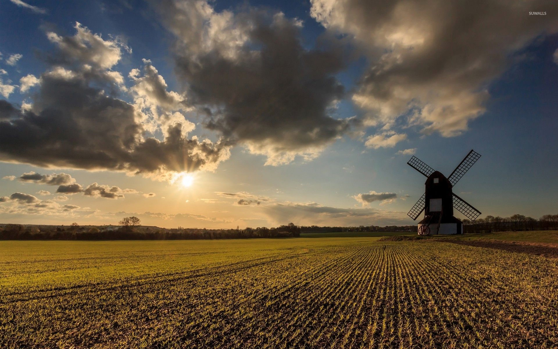 1920x1200 Sunset light over the old windmill wallpaper wallpaper