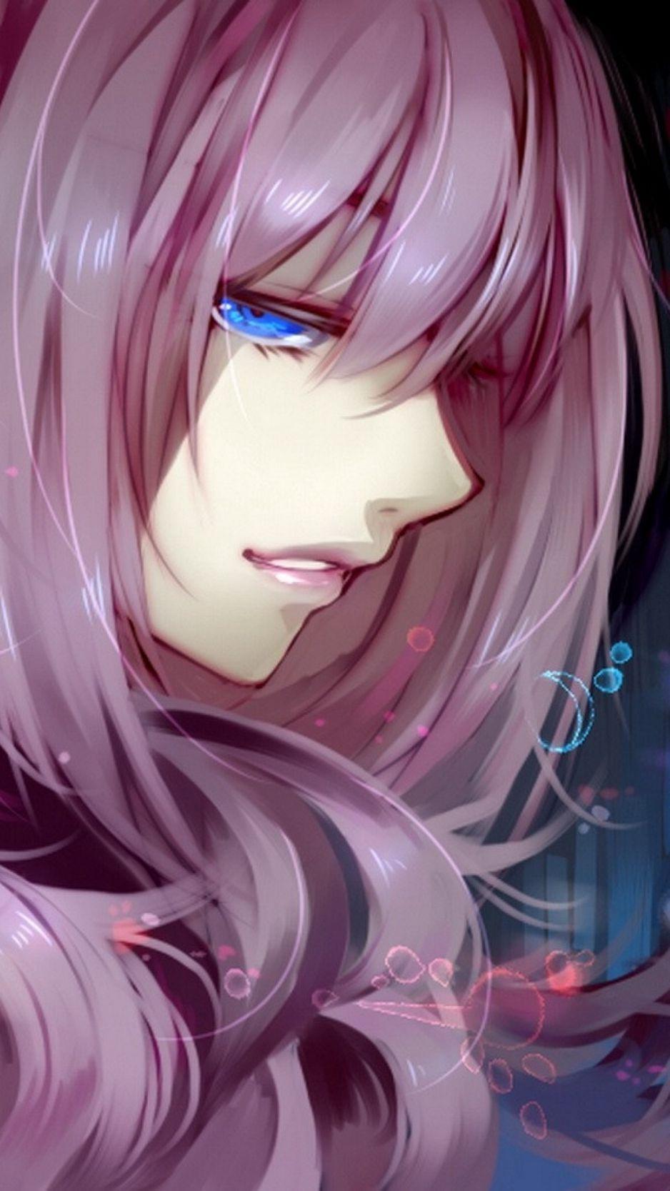 938x1668 Download wallpaper 938x1668 anime, girl, purple, hair, look iphone