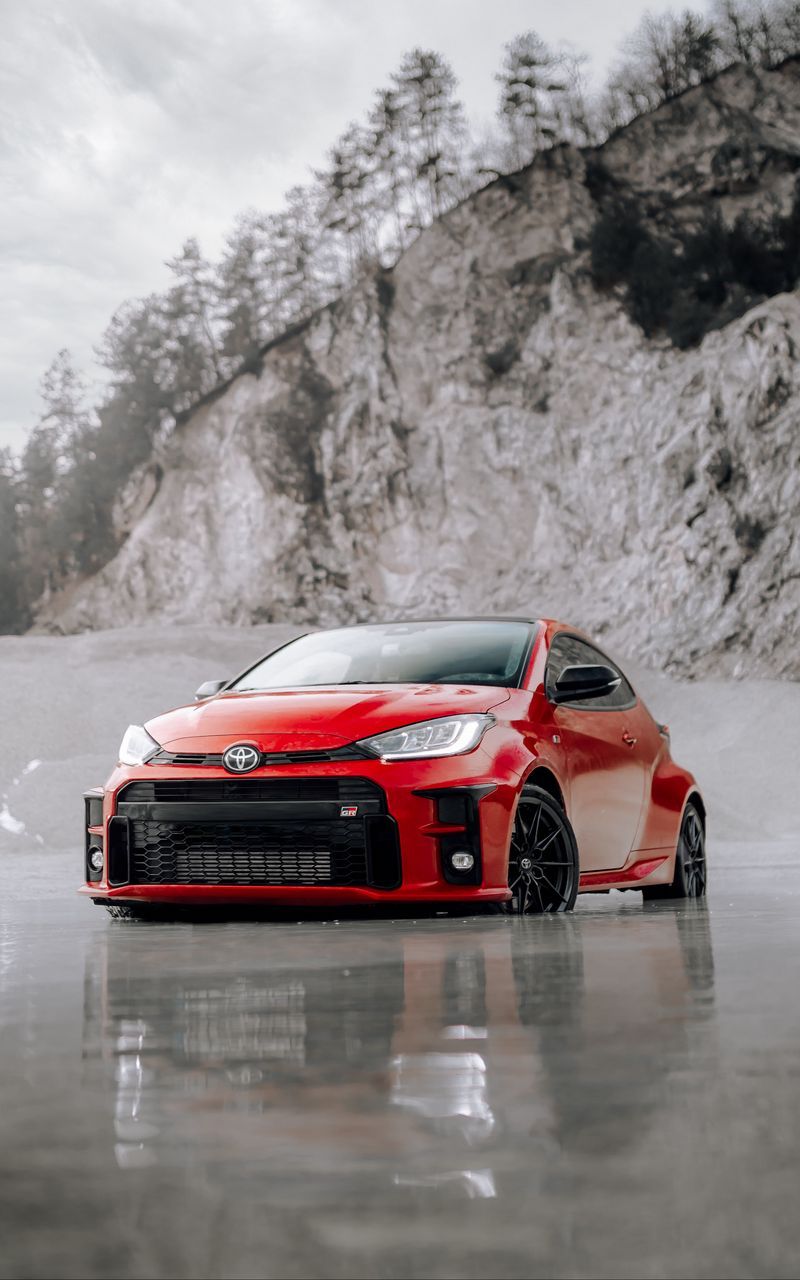 800x1280 Download Wallpaper 800x1280 Toyota Gr Yaris, Toyota, Car, Red, Front View, Beach Samsung Galaxy Note Gt N Meizu Mx2 HD Background