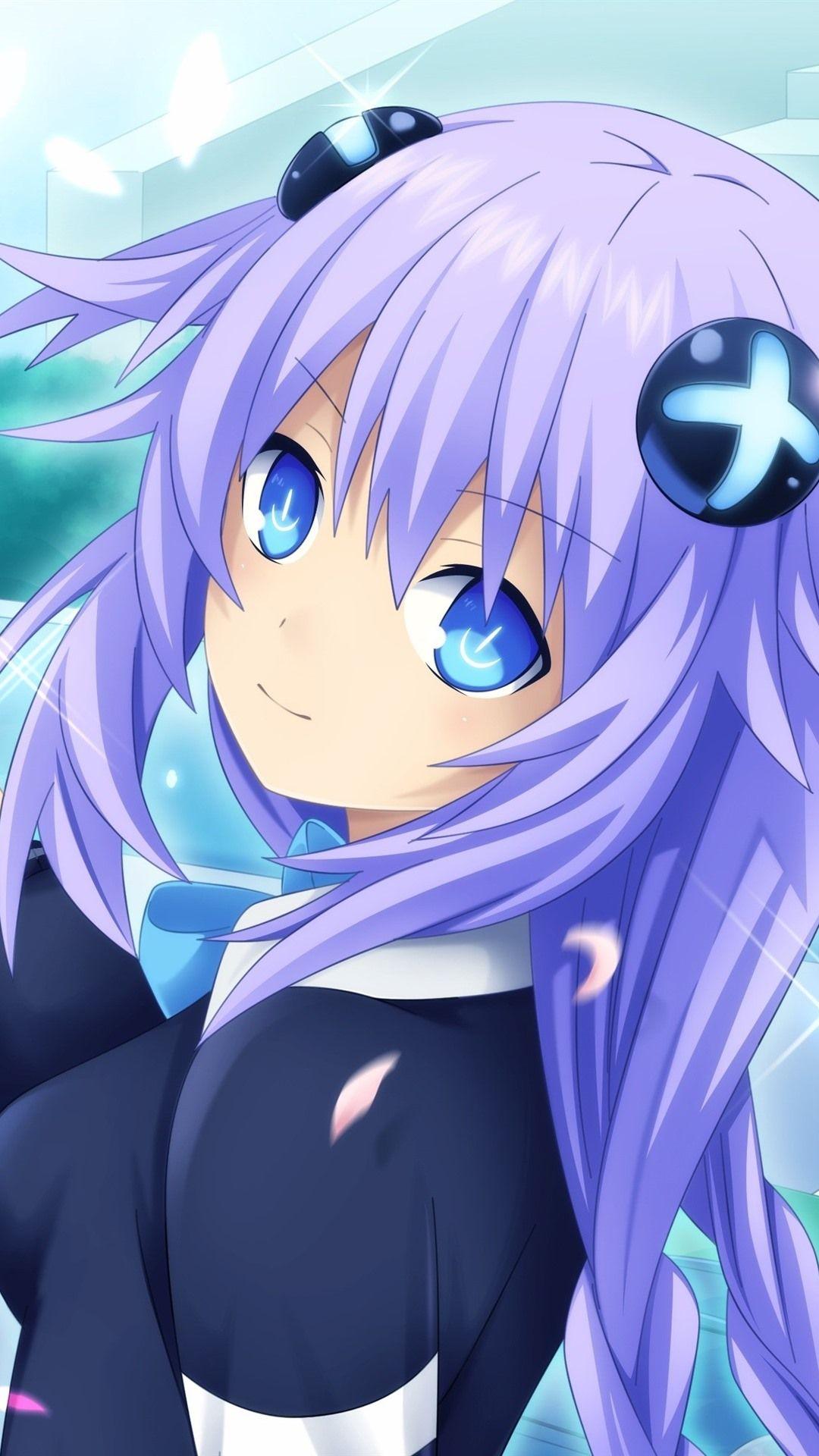 1080x1920 Wallpaper Purple hair anime girl, blue eyes, bottle 2880x1800 HD