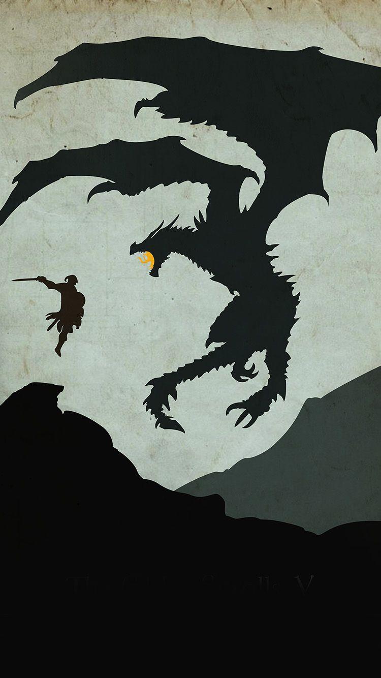 750x1334 iPhone 6 wallpaper. skyrim dragon