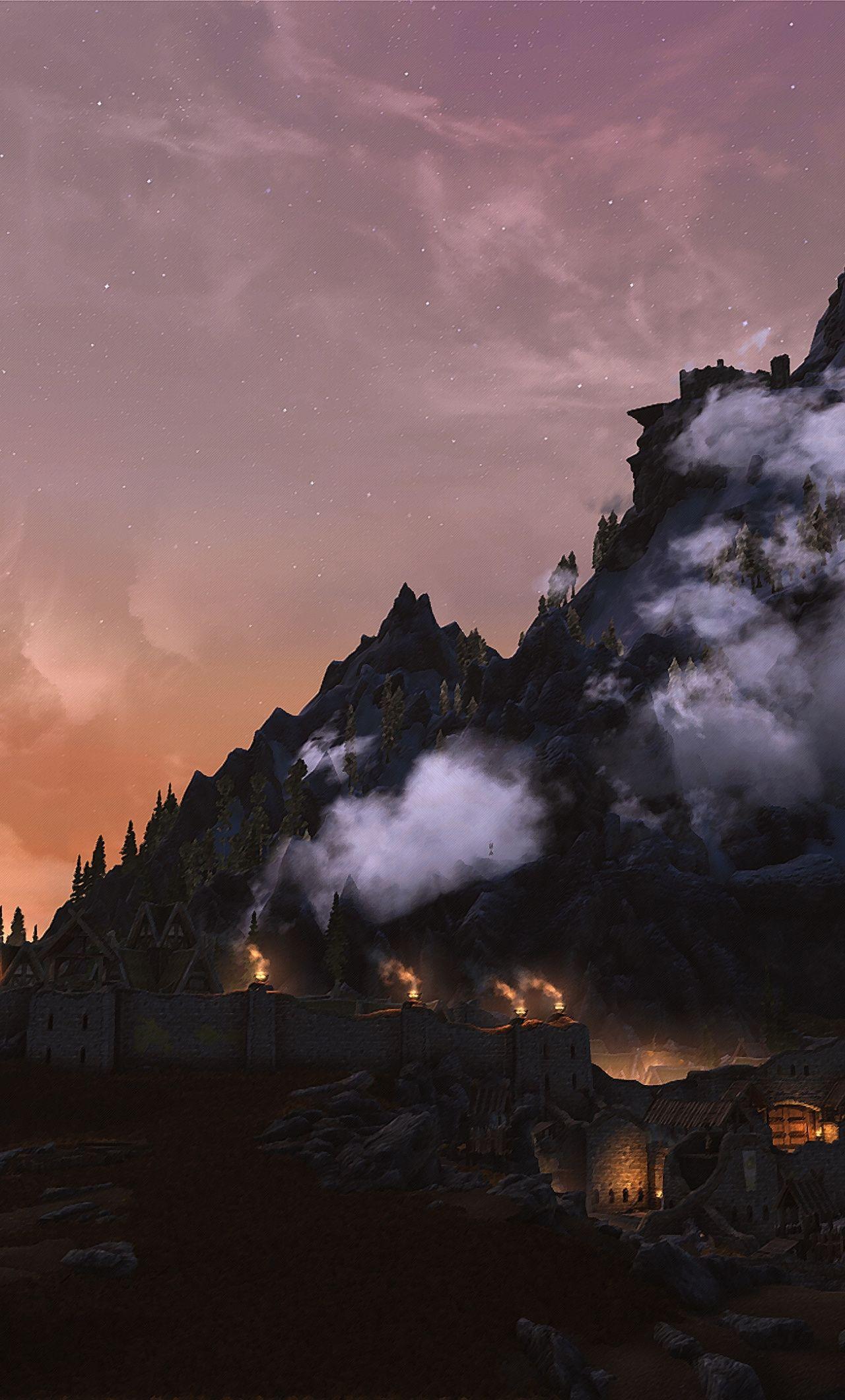 1280x2120 Download Mountains, The Elder Scrolls V: Skyrim wallpaper