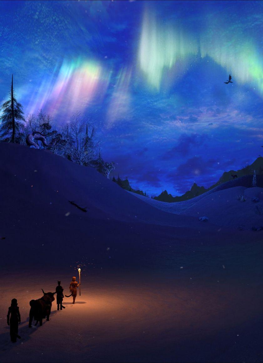 840x1160 Download 840x1160 wallpaper northern lights, landscape, the elder