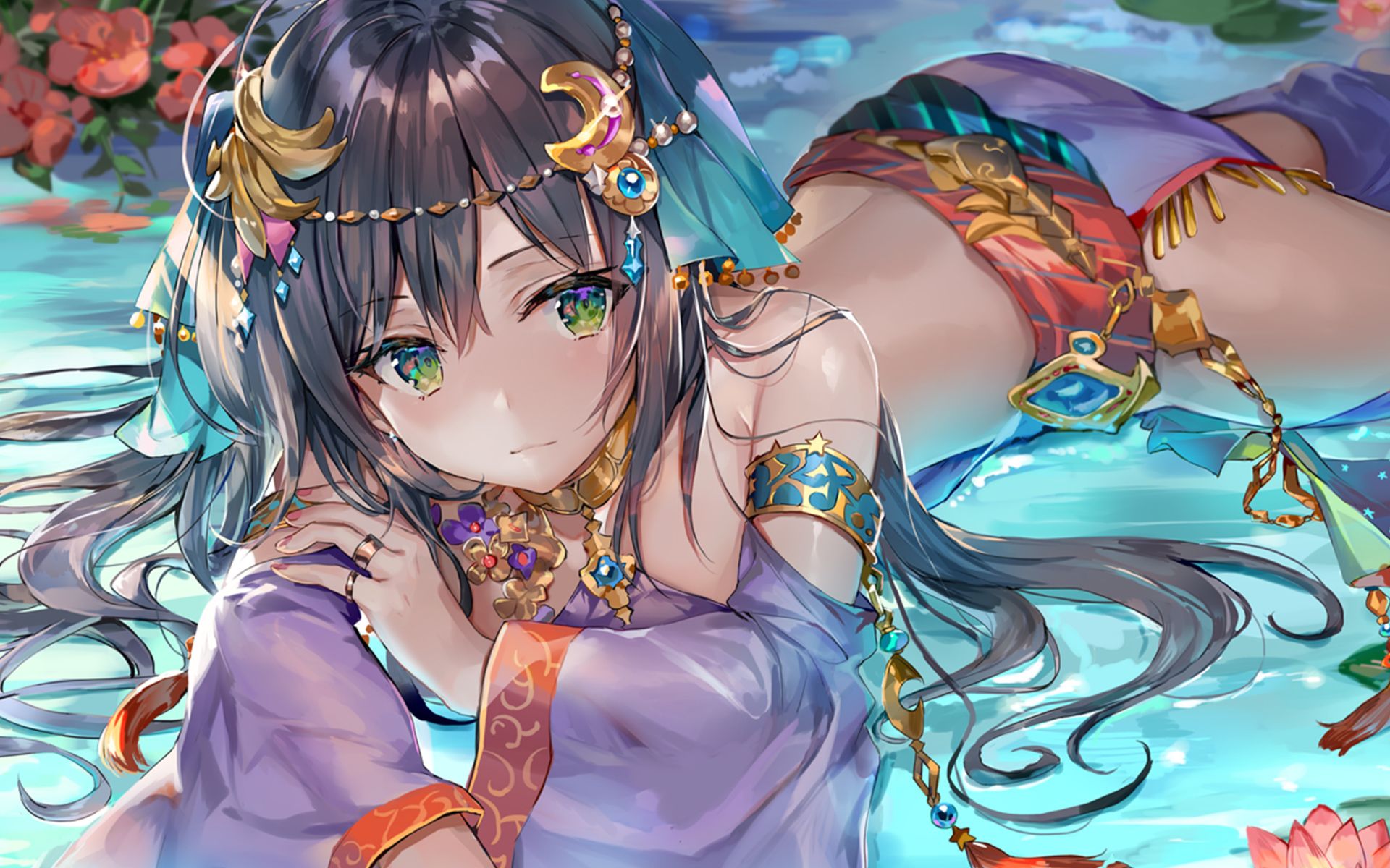 1920x1200 Beautiful anime girl with decorations on the body Desktop wallpaper 1920x1200