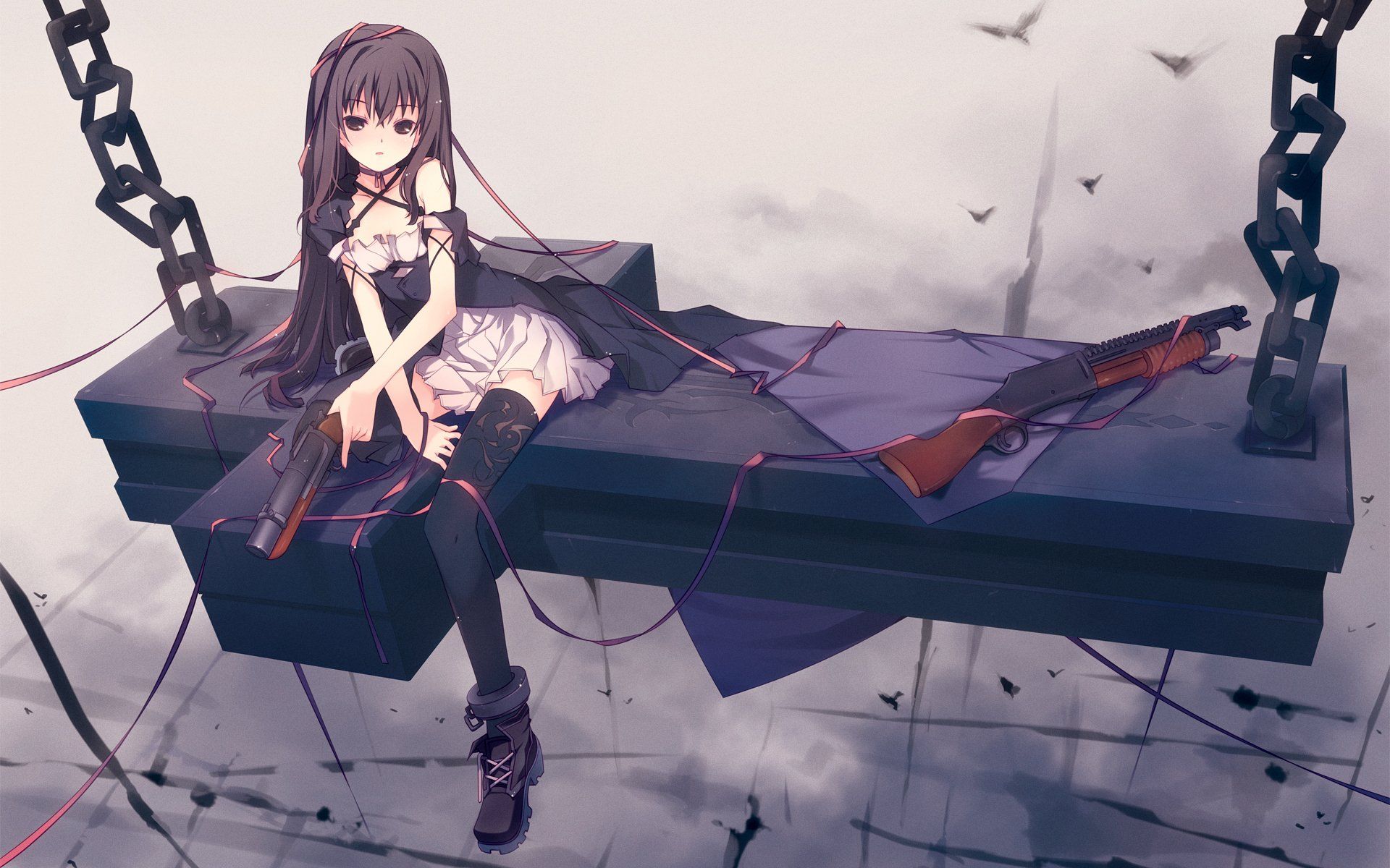1920x1200 Anime Girl with Shotgun HD Wallpaper & Elegantx1200