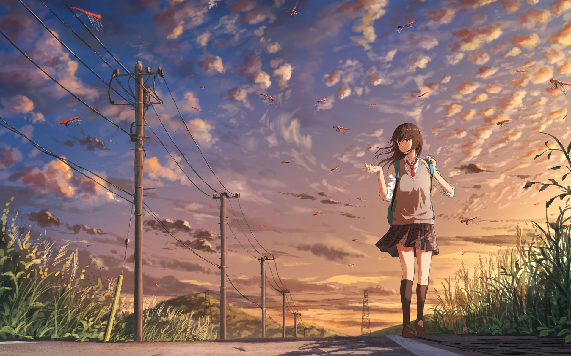 1920x1200 Anime Girl Going To School 1080P Resolution , HD 4k Wallpaper, Image, Background, Photos and Picture