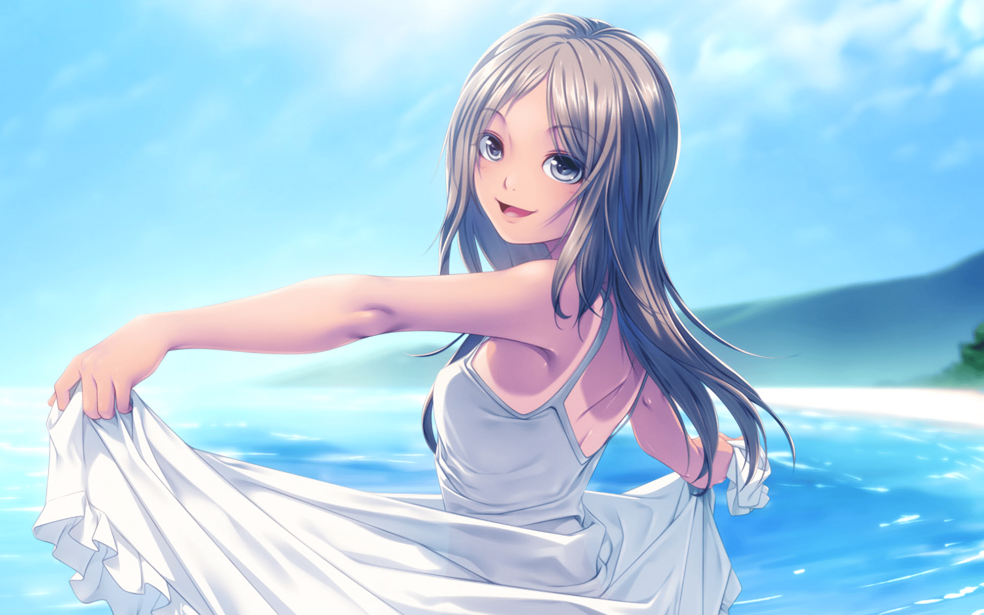1920x1200 Serene Waves: An Original Anime HD Wallpaper