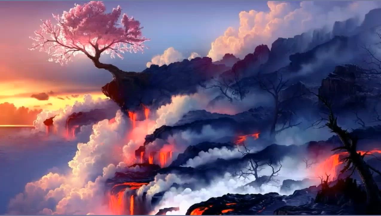 1274x722 4k wallpaper blossom lava wallpaper, Volcano island wallpaper hd, Floating island wallpaper 4k