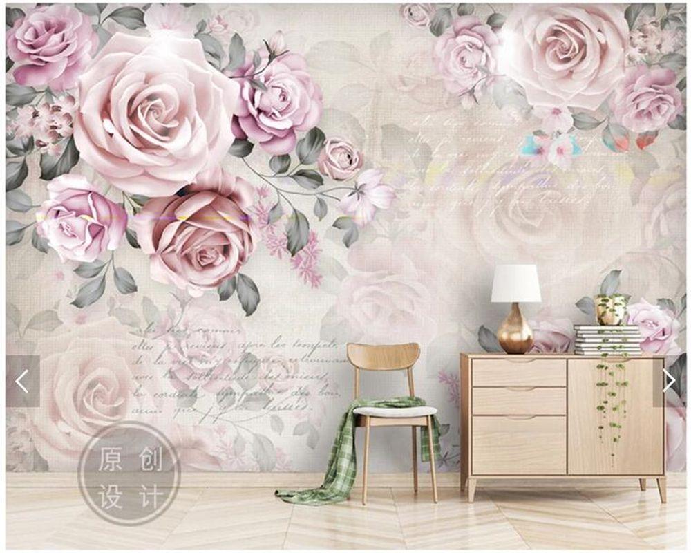 1000x800 US $11.1 63% OFF. Custom Floral Papel De Parede, Vintage Rose Mural For Living Room Sofa Tv Bedroom Background Home Decor Wallpaper In Wallpaper