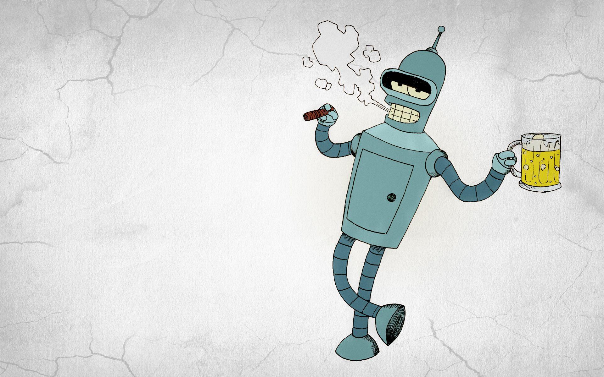 1920x1200 Futurama Bender Beer Vector Graphics Cartoons wallpaper