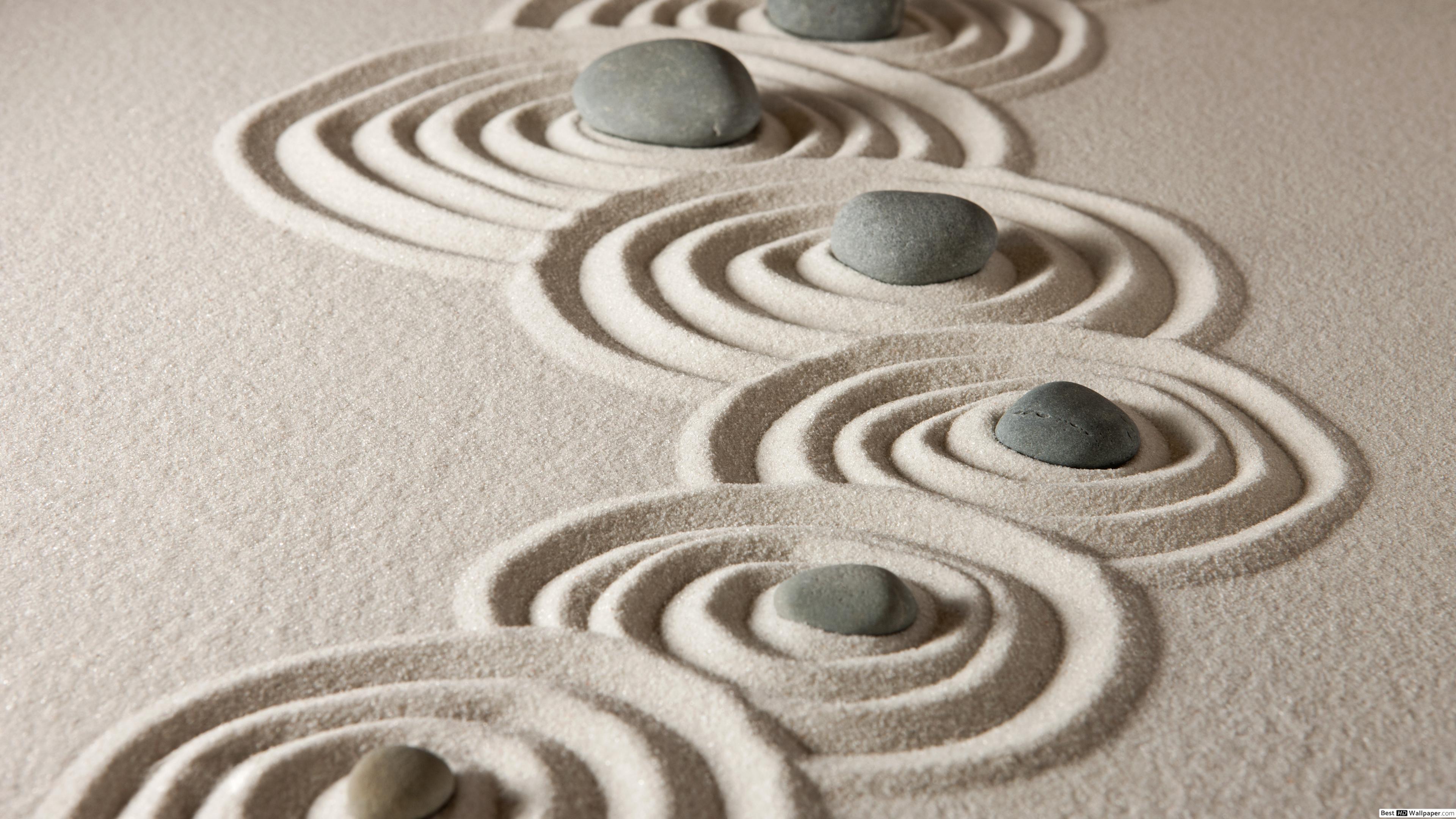 3840x2160 Zen garden sand and rocks HD wallpaper download