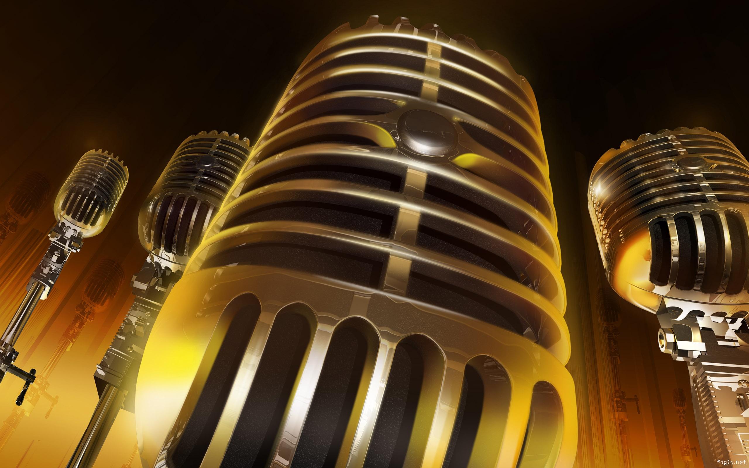 2560x1600 Microphone Background. Retro Microphone