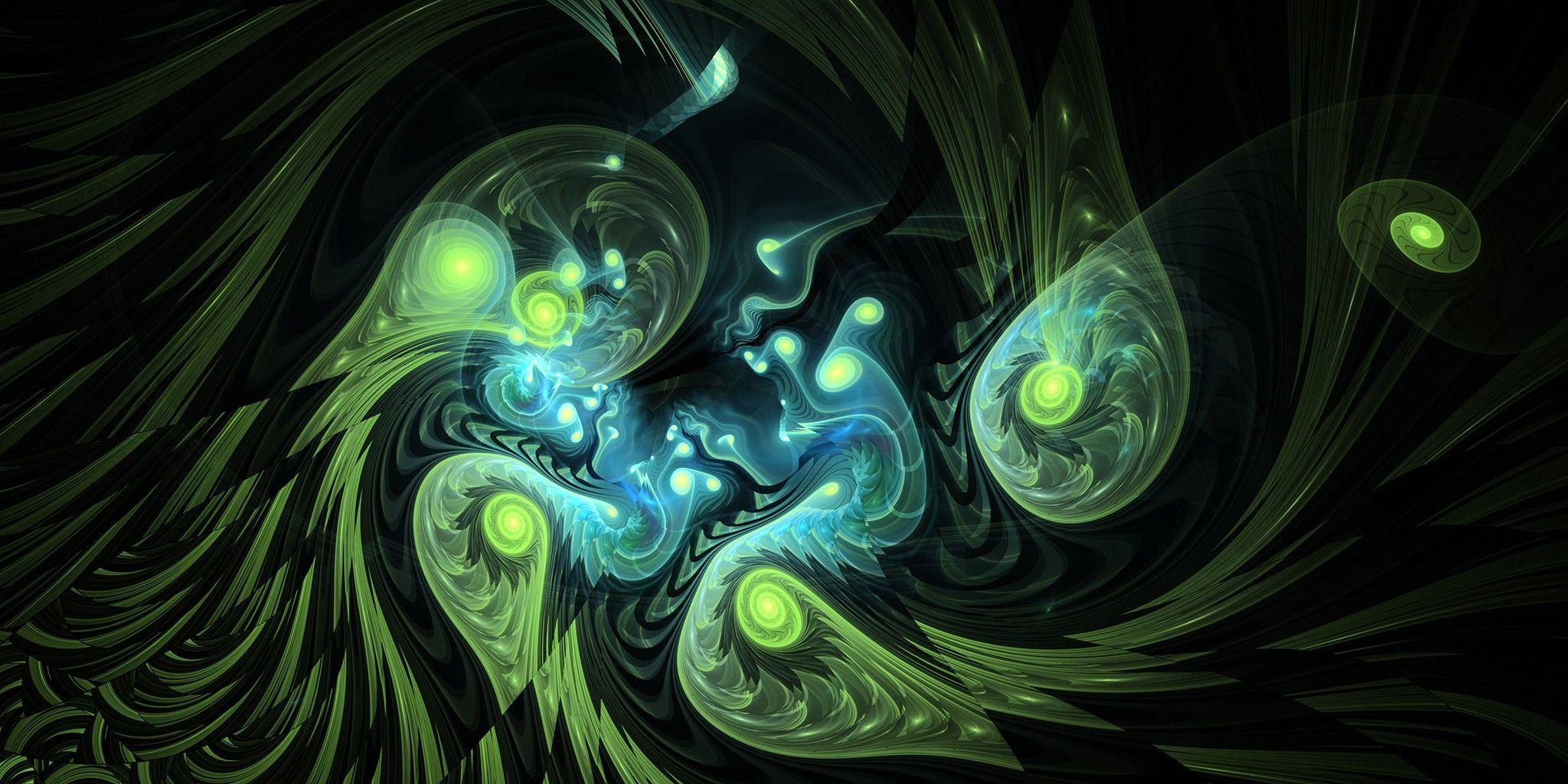 2048x1024 fractal, Apophysis, Digital Art, 3D, Waves, Abstract Wallpaper HD