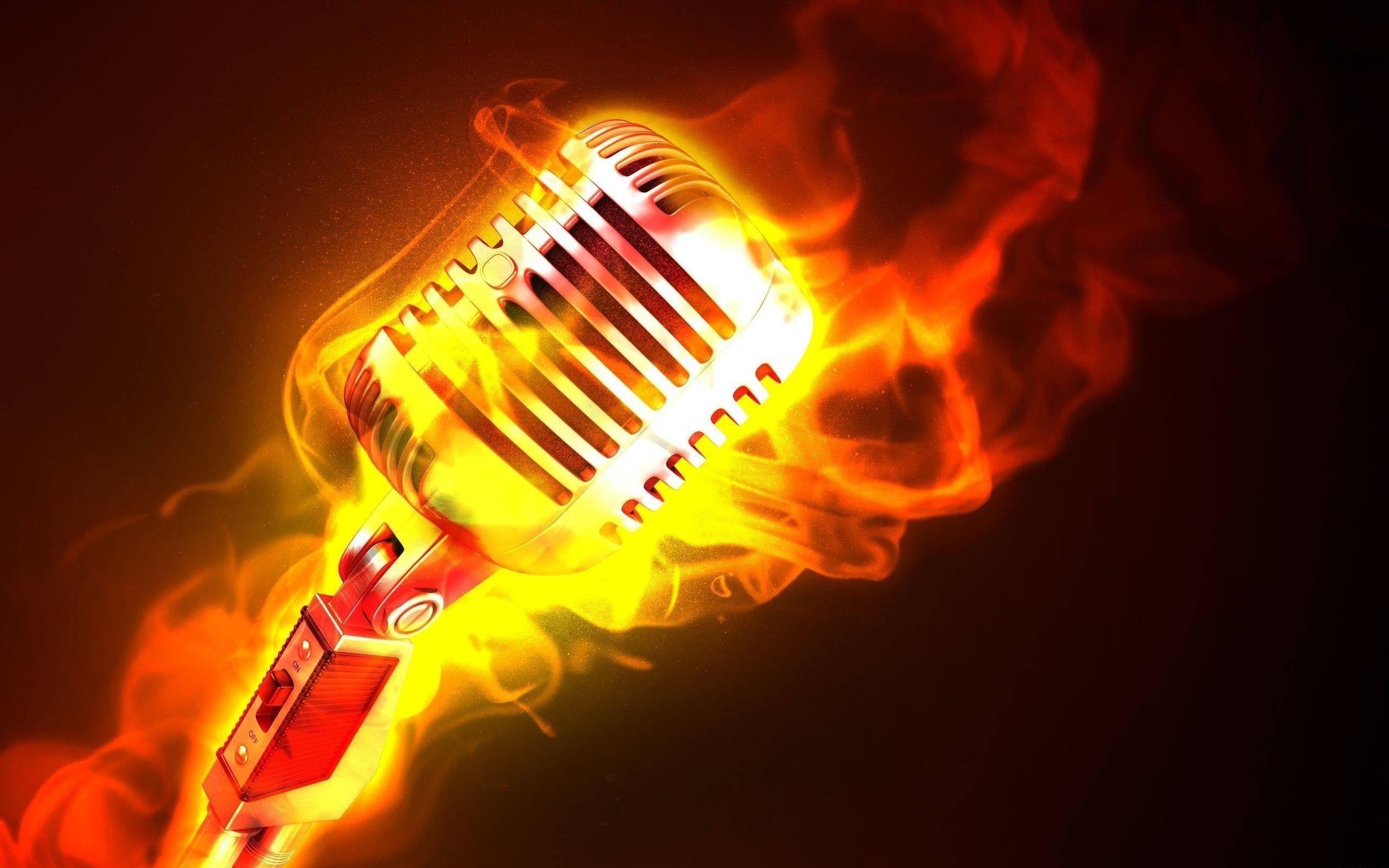 2560x1600 Wallpaper microphone, fire, flame, metal. Show