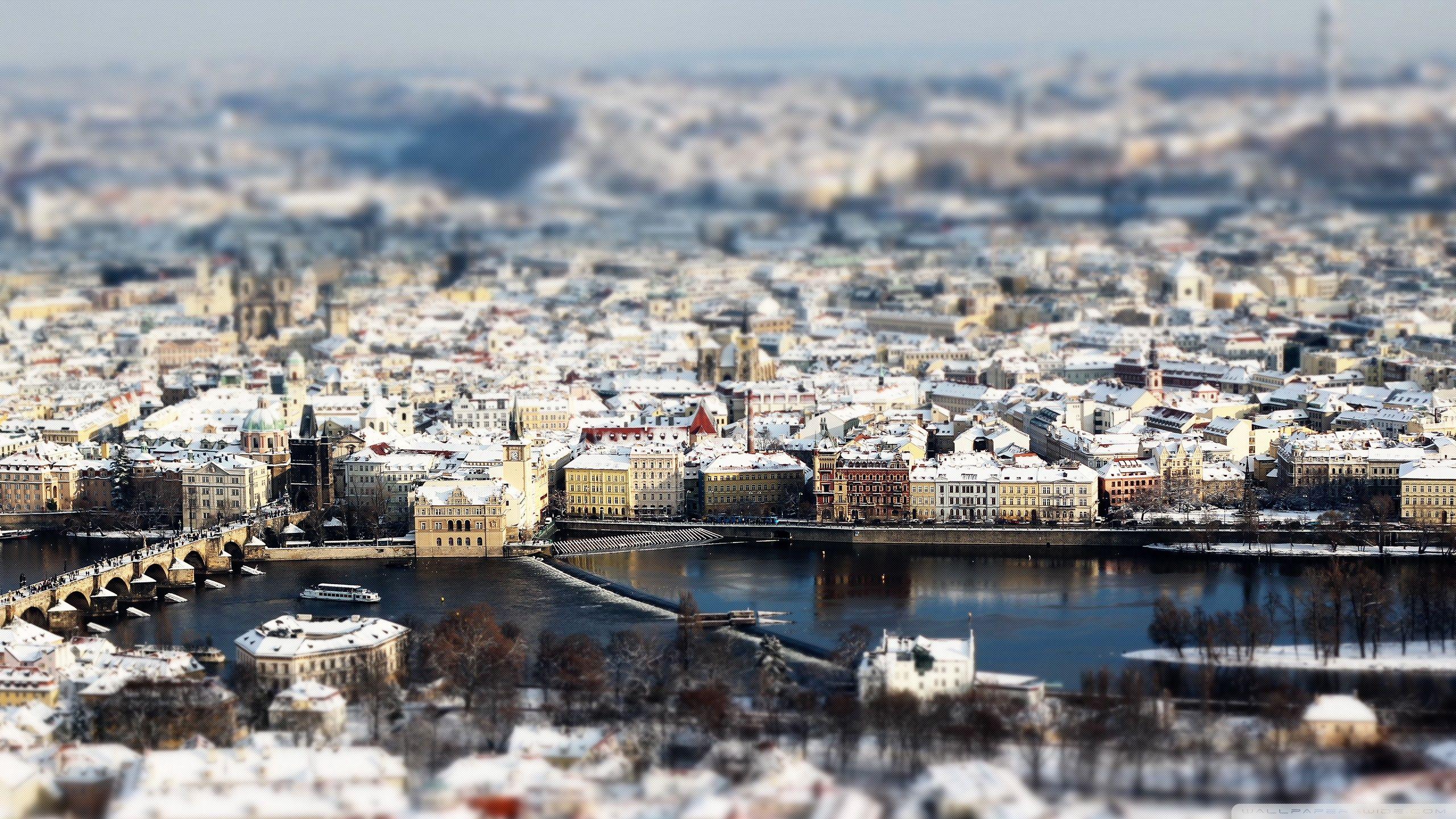 2560x1440 Prague Winter Panorama Ultra HD Desktop Background Wallpaper
