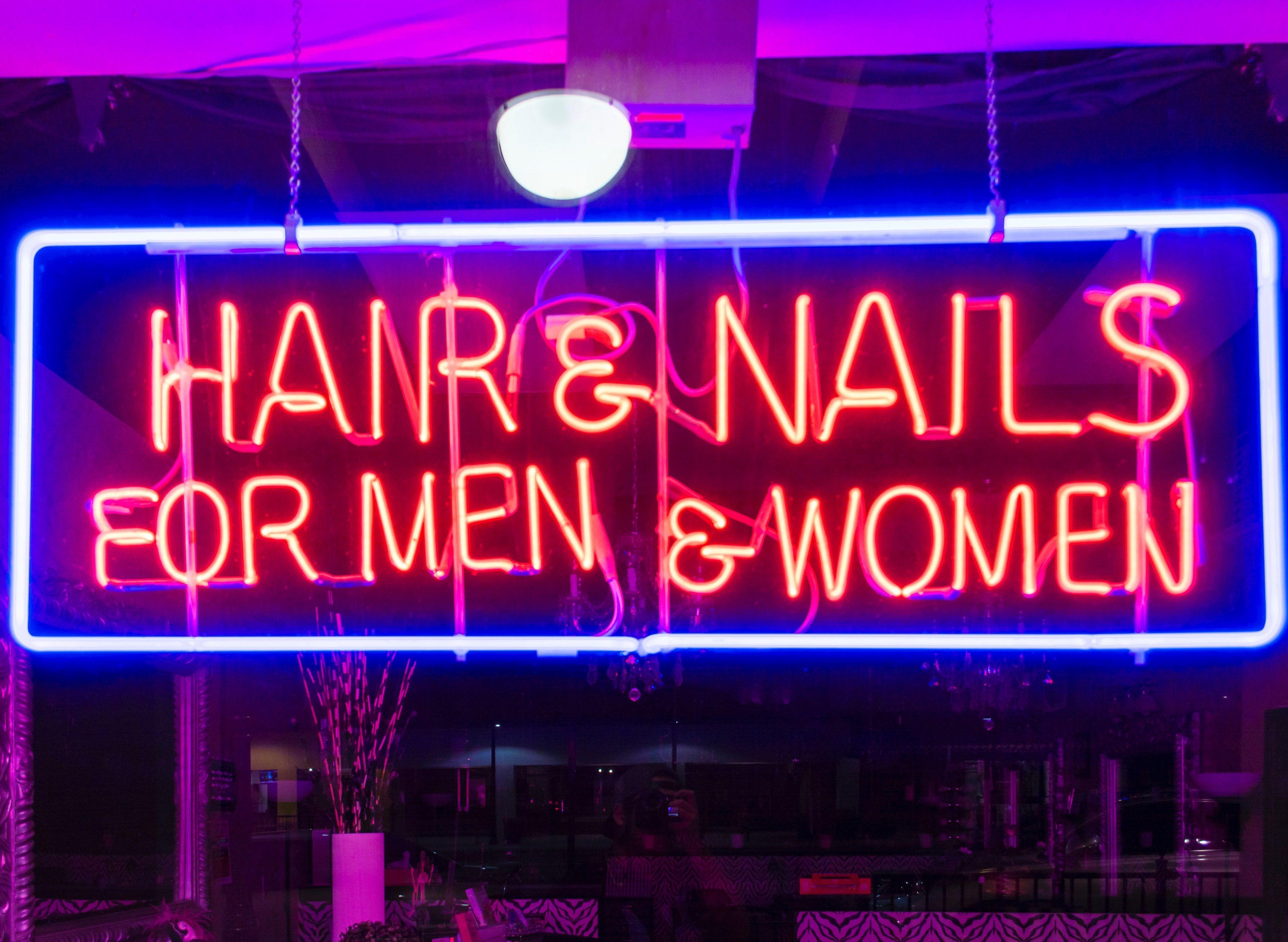 3840x2809 sign neon lights and salon HD 4k wallpaper and background