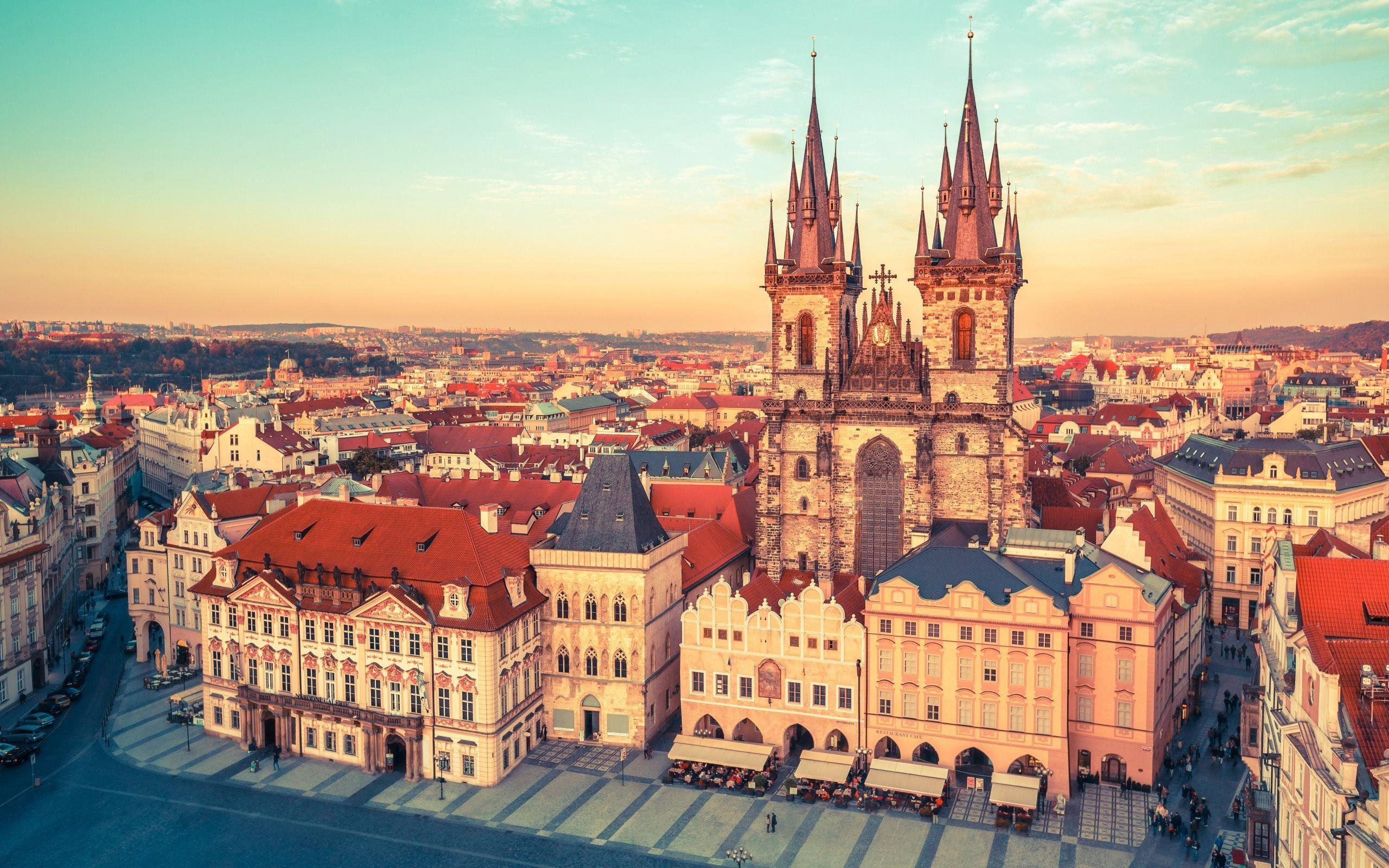 2560x1600 Download wallpaper Old Town Square, Tyn Church, Prague, Czech