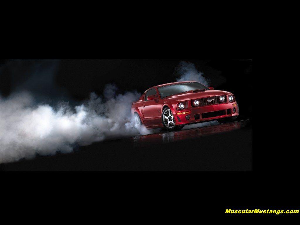 1024x768 Roush Mustang Burnout Wallpaper