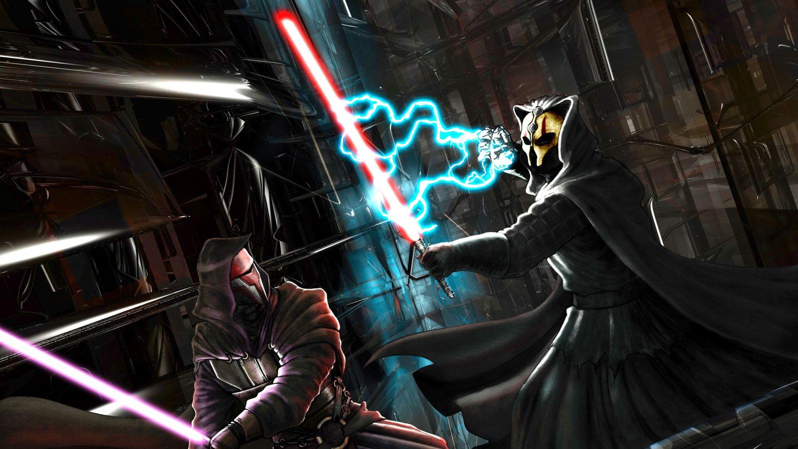 1600x900 Knights of the Old Republic Darth vs Revan 1600x900
