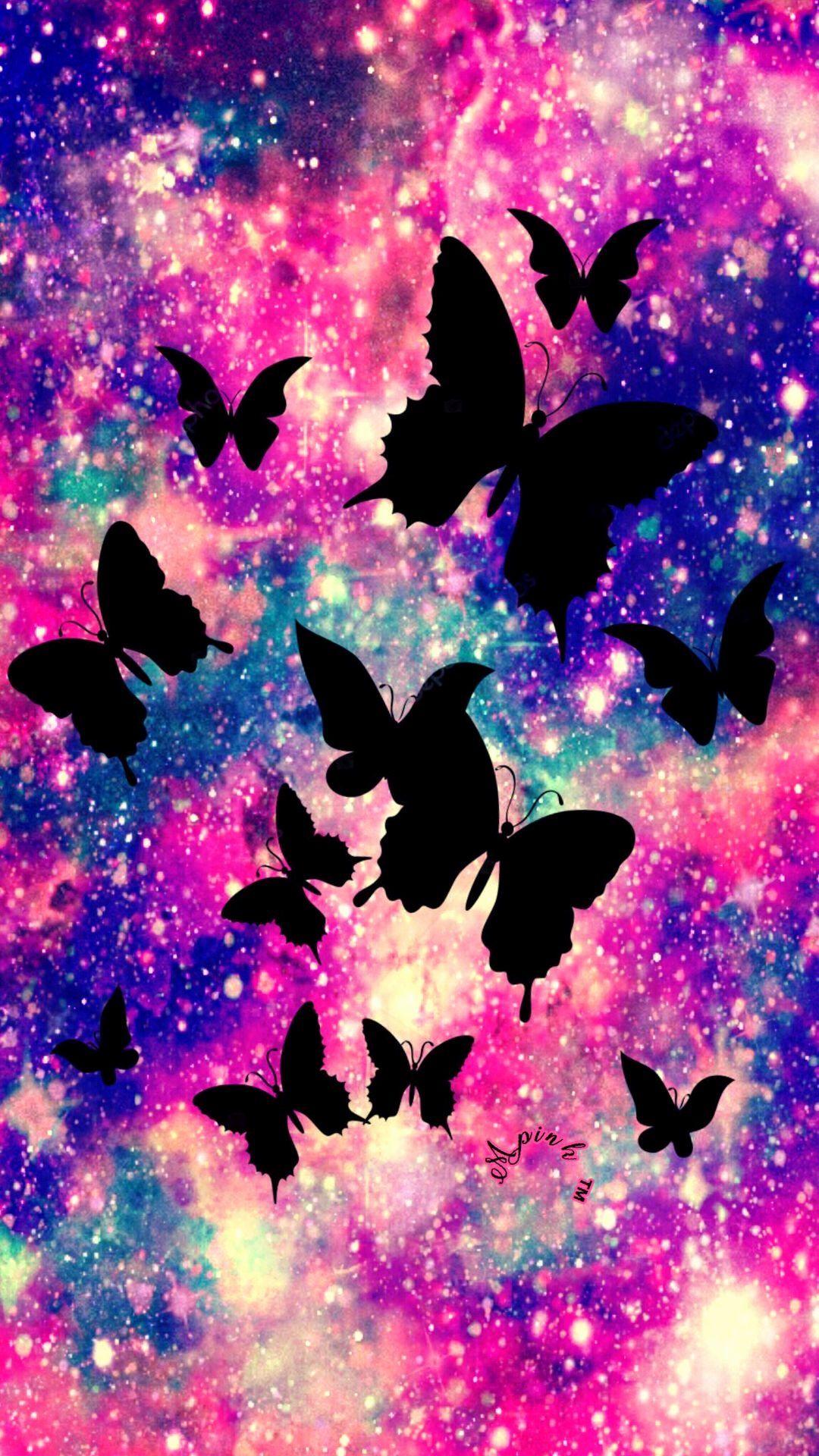 1080x1920 Cute Glitter Wallpaper Beautiful Majestic butterflies Galaxy