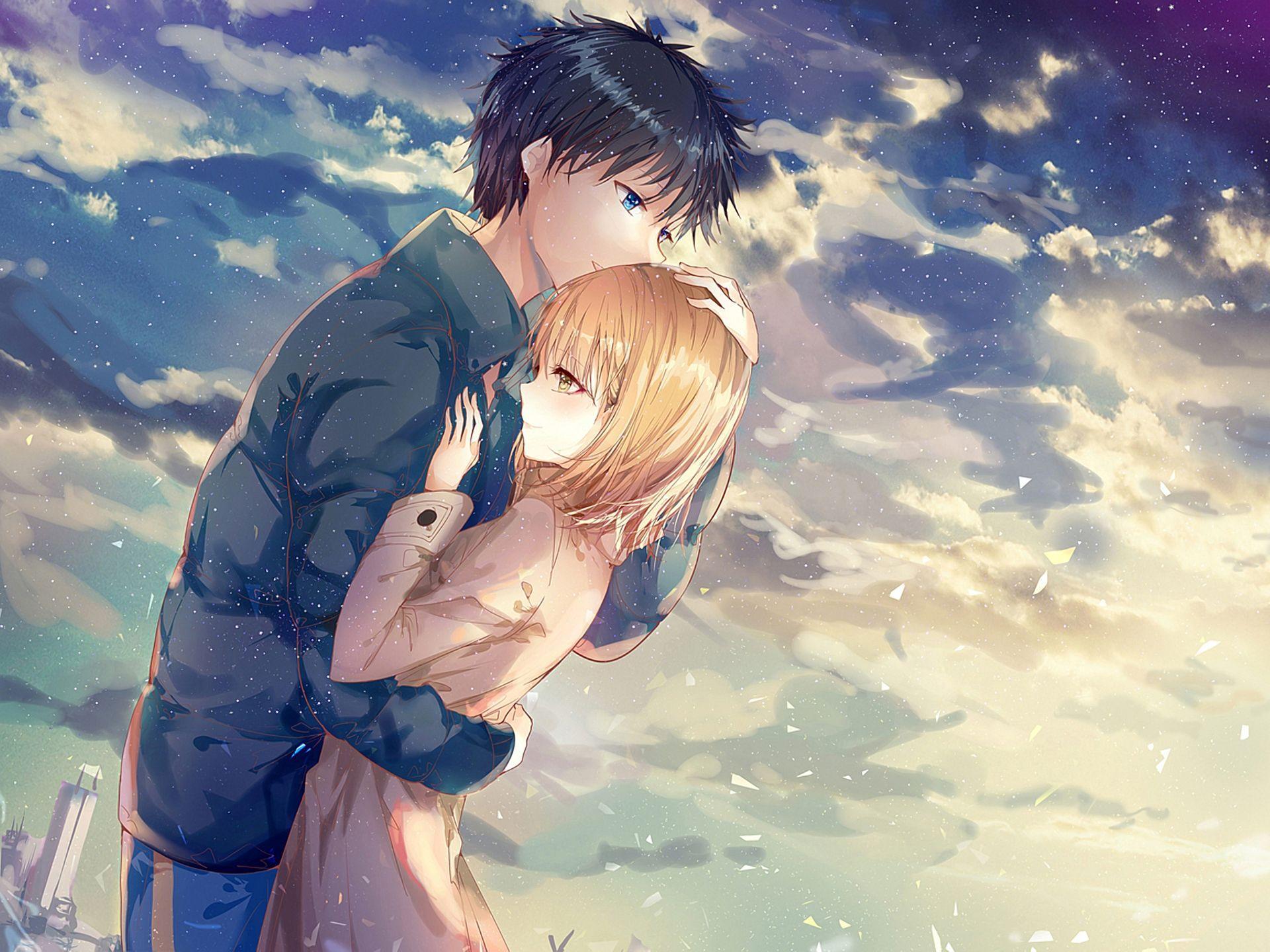 Cute Anime Couple Hug Wallpaper Download  MobCup
