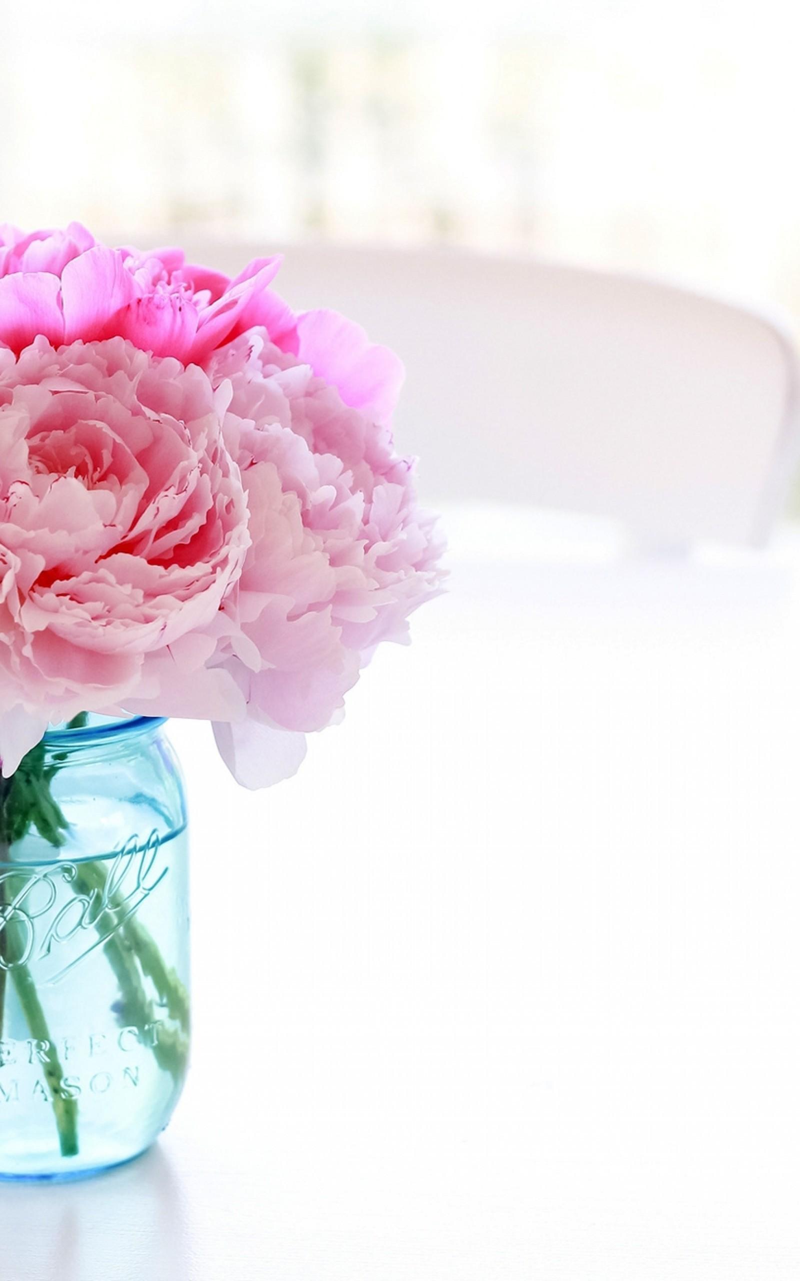 1600x2560 Peonies, Pink Flowers, Vase Flowers Background In Vase