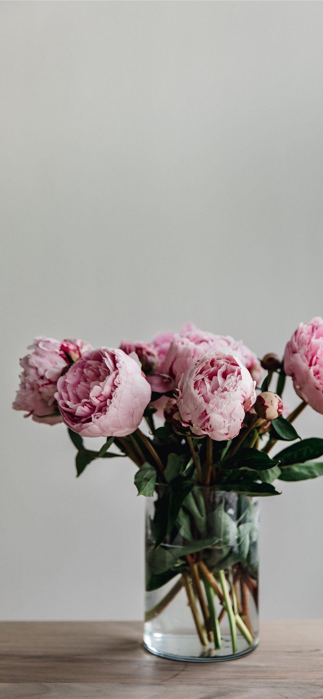 1125x2436 This simple image of a bunch of peonies in a vase. iPhone