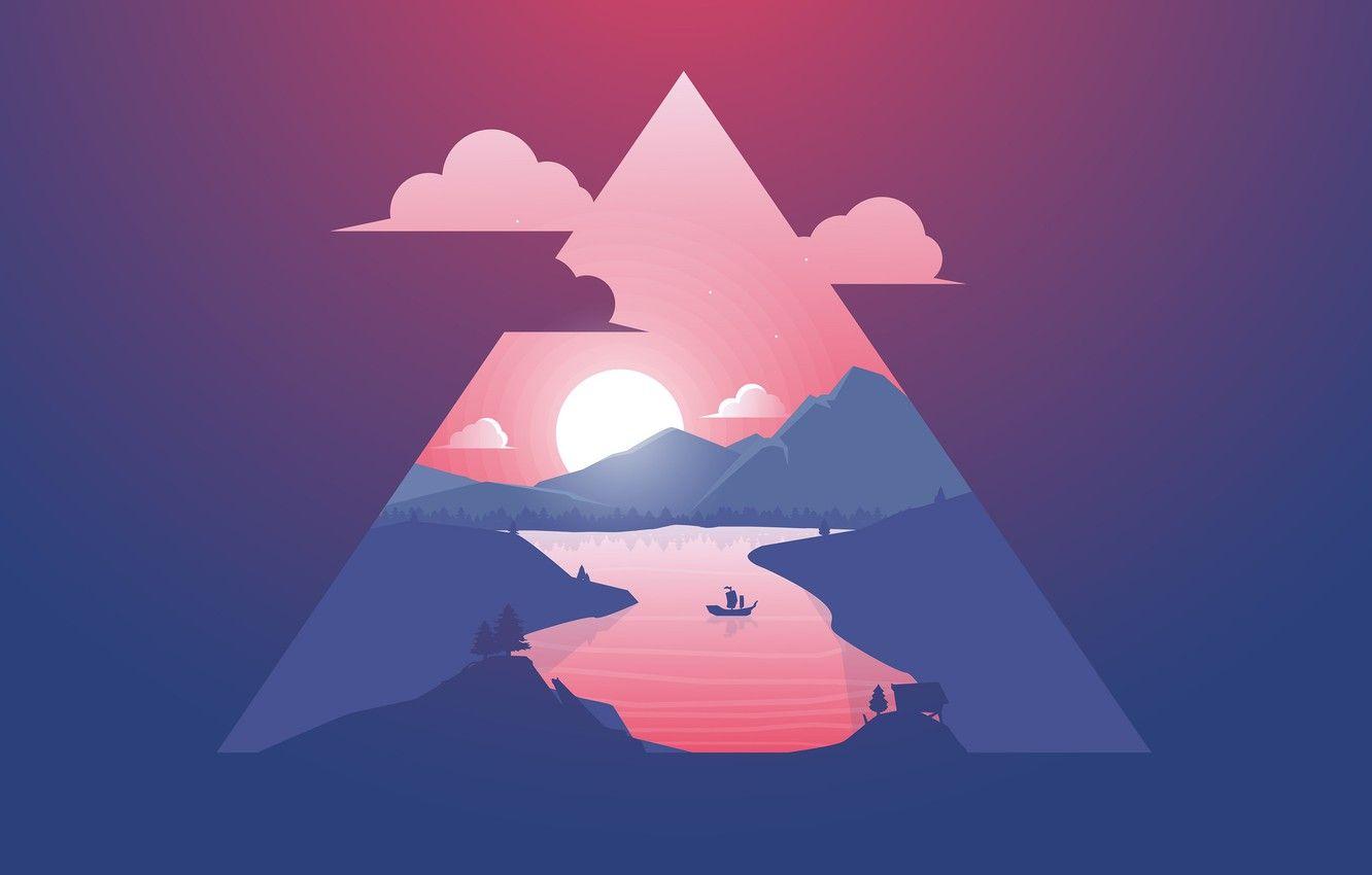 1332x850 Wallpaper Minimal, Sunset Scenery image for desktop, section