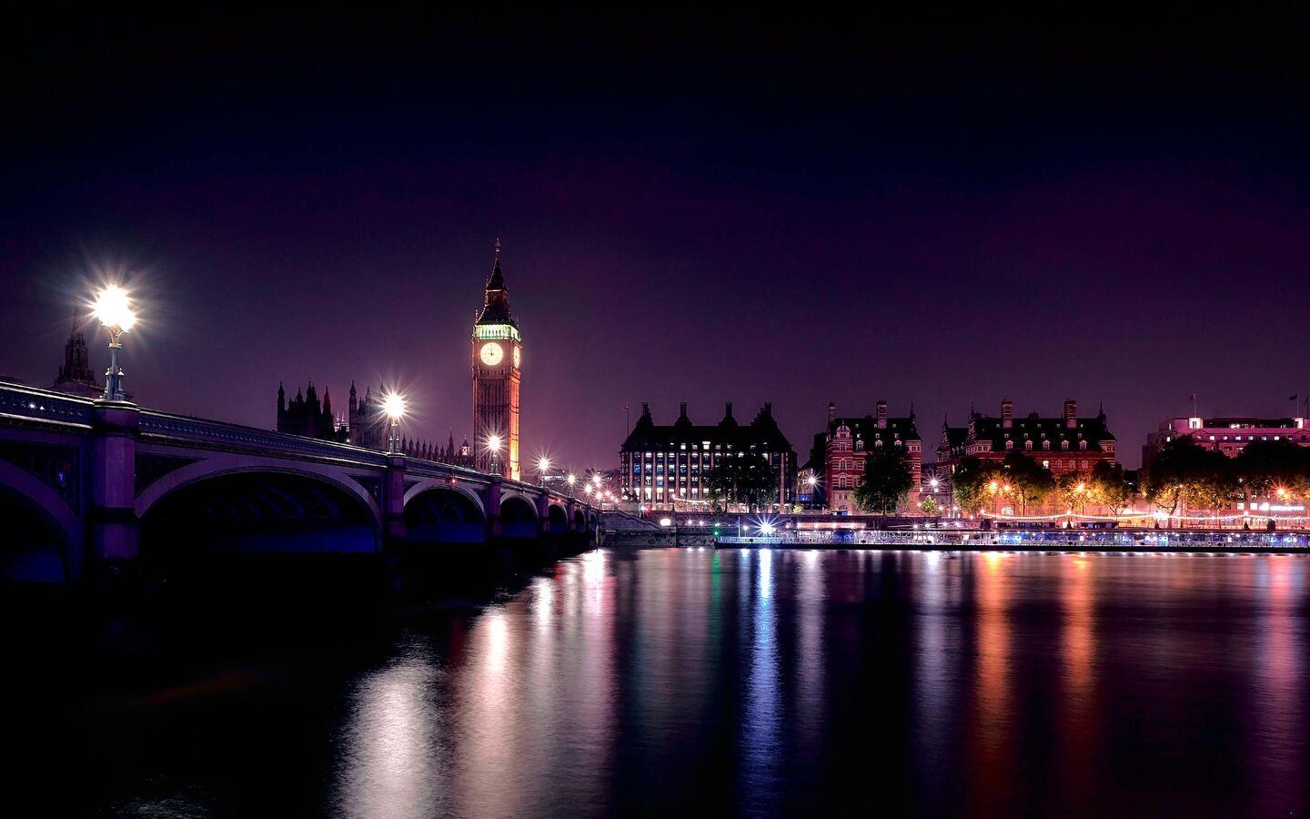1440x900 City Lights Clock Tower Bridge Night 4k 1440x900