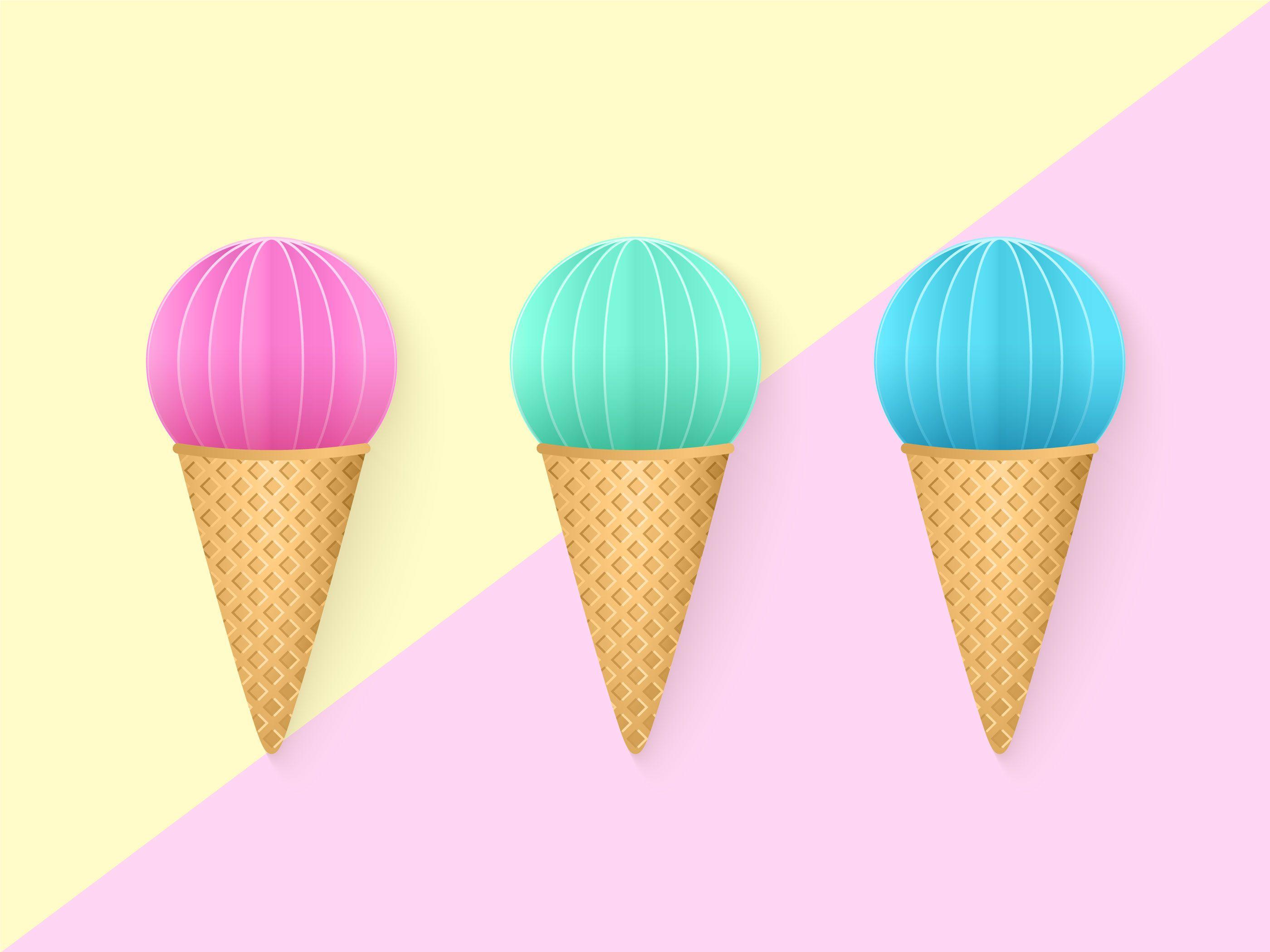 2800x2100 Color Pop Pastel Ice Cream Cones Free Vectors, Clipart
