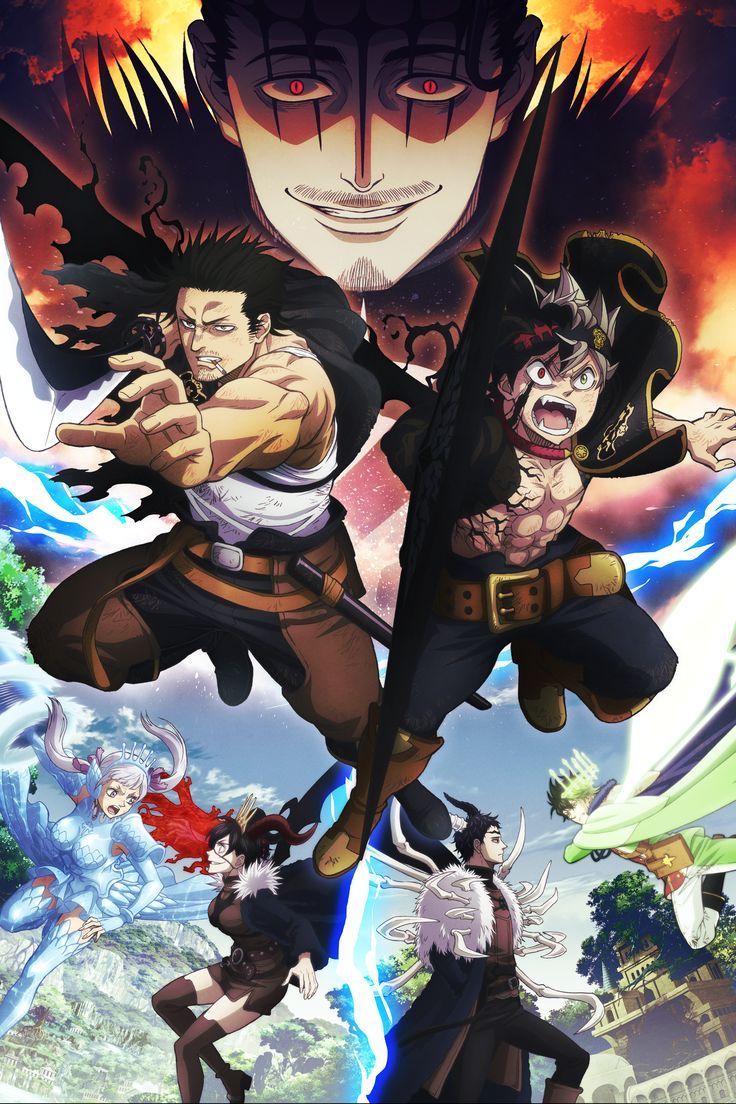 736x1104 Black Clover Anime Poster: Epic Battle Scene. Picture of black clover, Black bulls wallpaper, Black