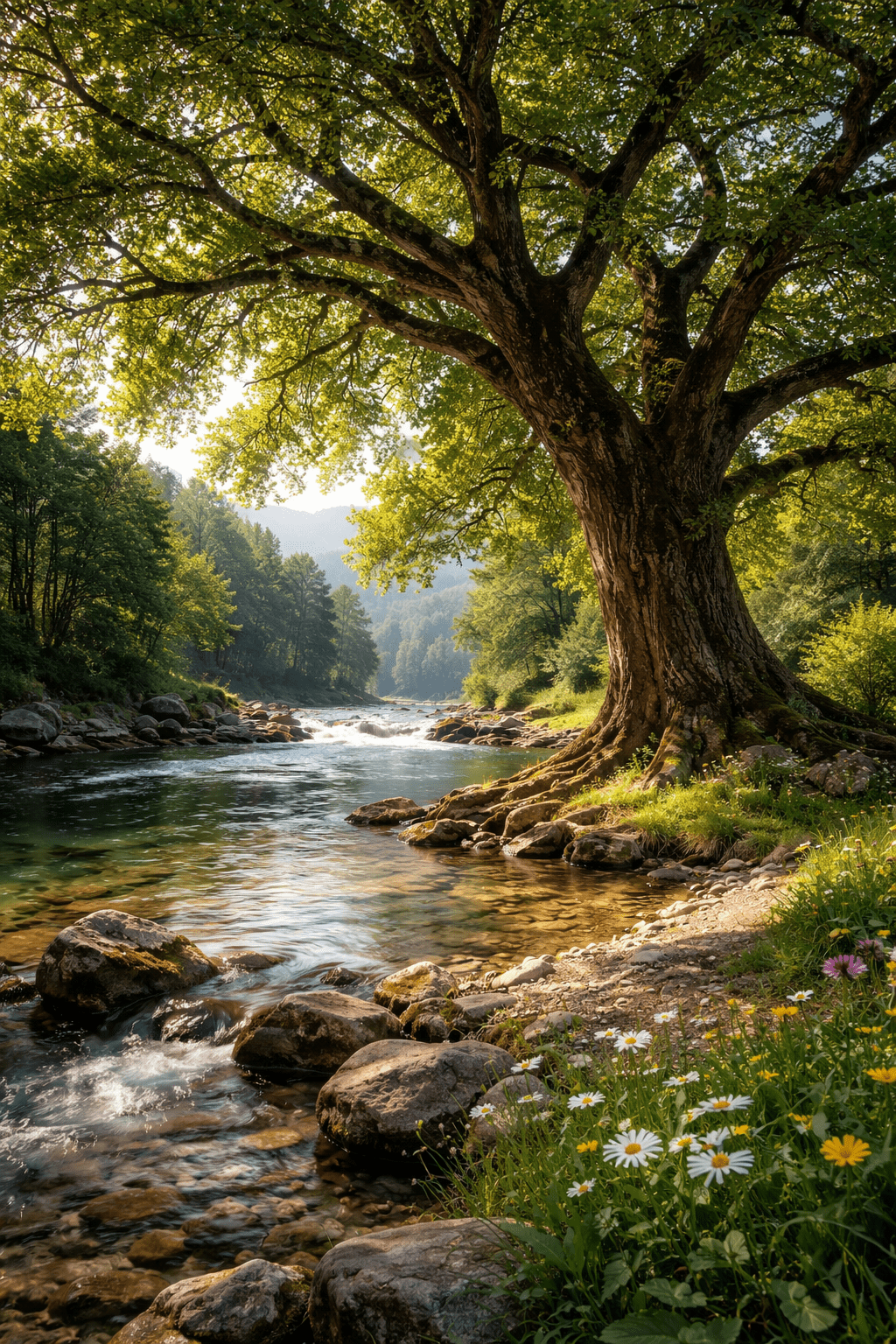 1024x1536 Game Thrones Wallpaper A River Running Through A Forest Filled With Lots Of Trees And Flowers