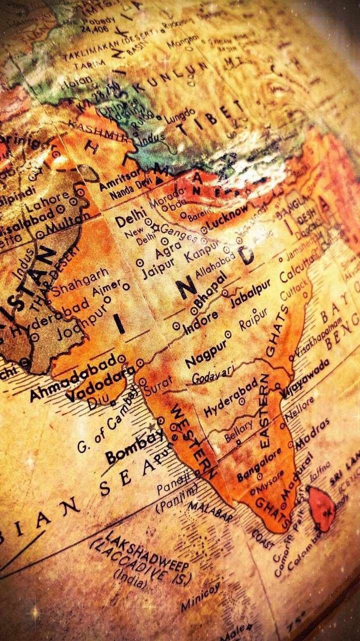 720x1280 Vintage Art: India My World Wallpaper. Antique globe decor, Educational geography tools, Home office decor ideas