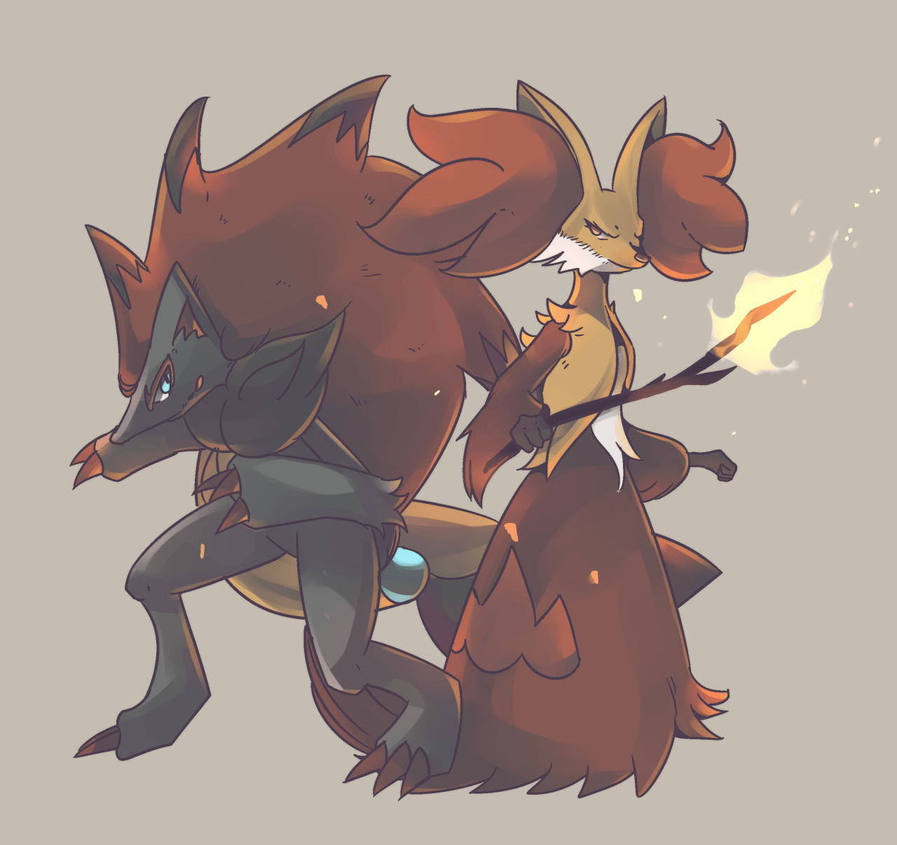 1280x1207 Pokemon Delphox And Zoroark