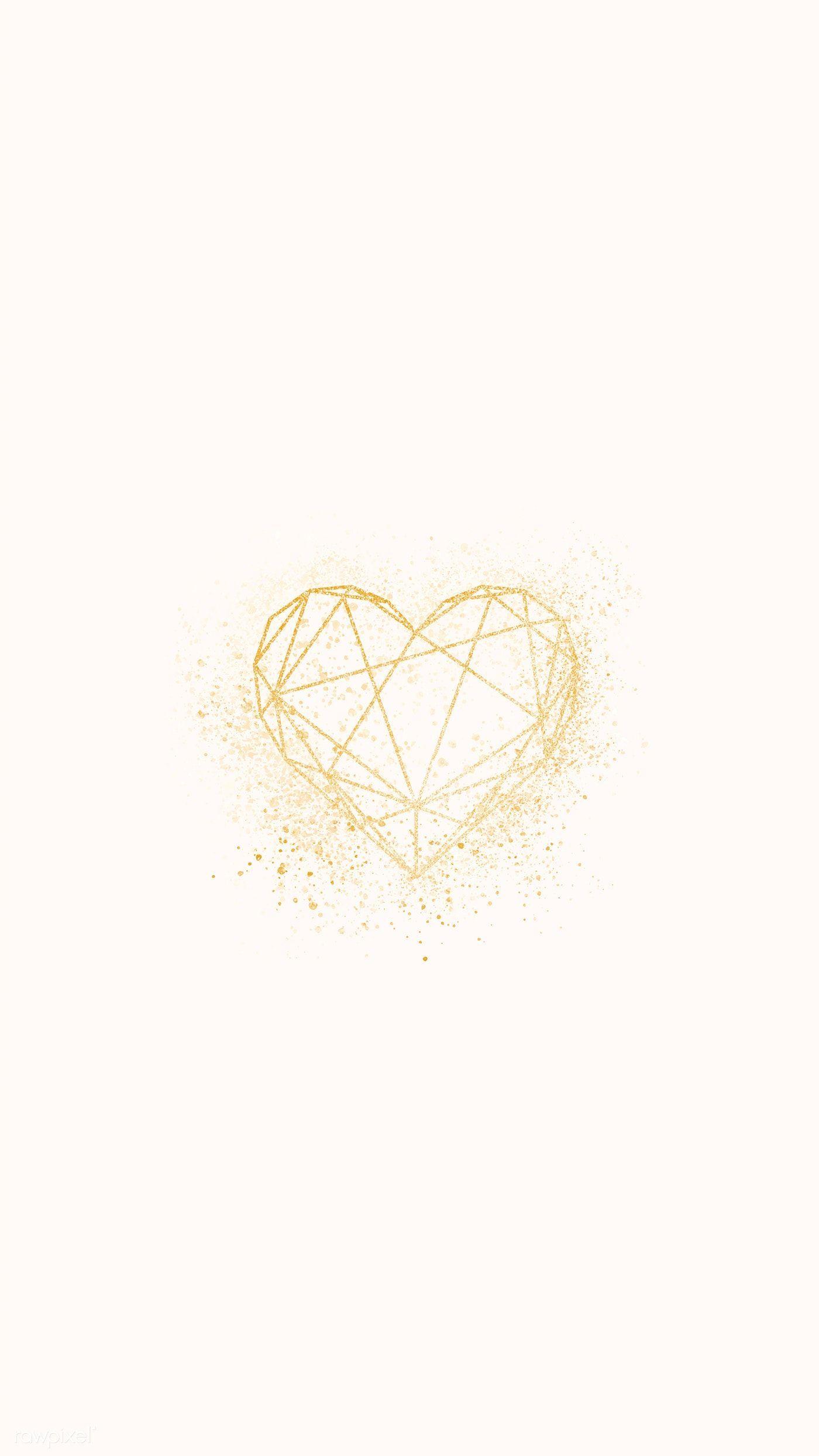 1400x2488 Shimmering golden geometric heart vector. premium image / busbus / Kappy Kappy. Geometric heart, Geometric, Heart wallpaper