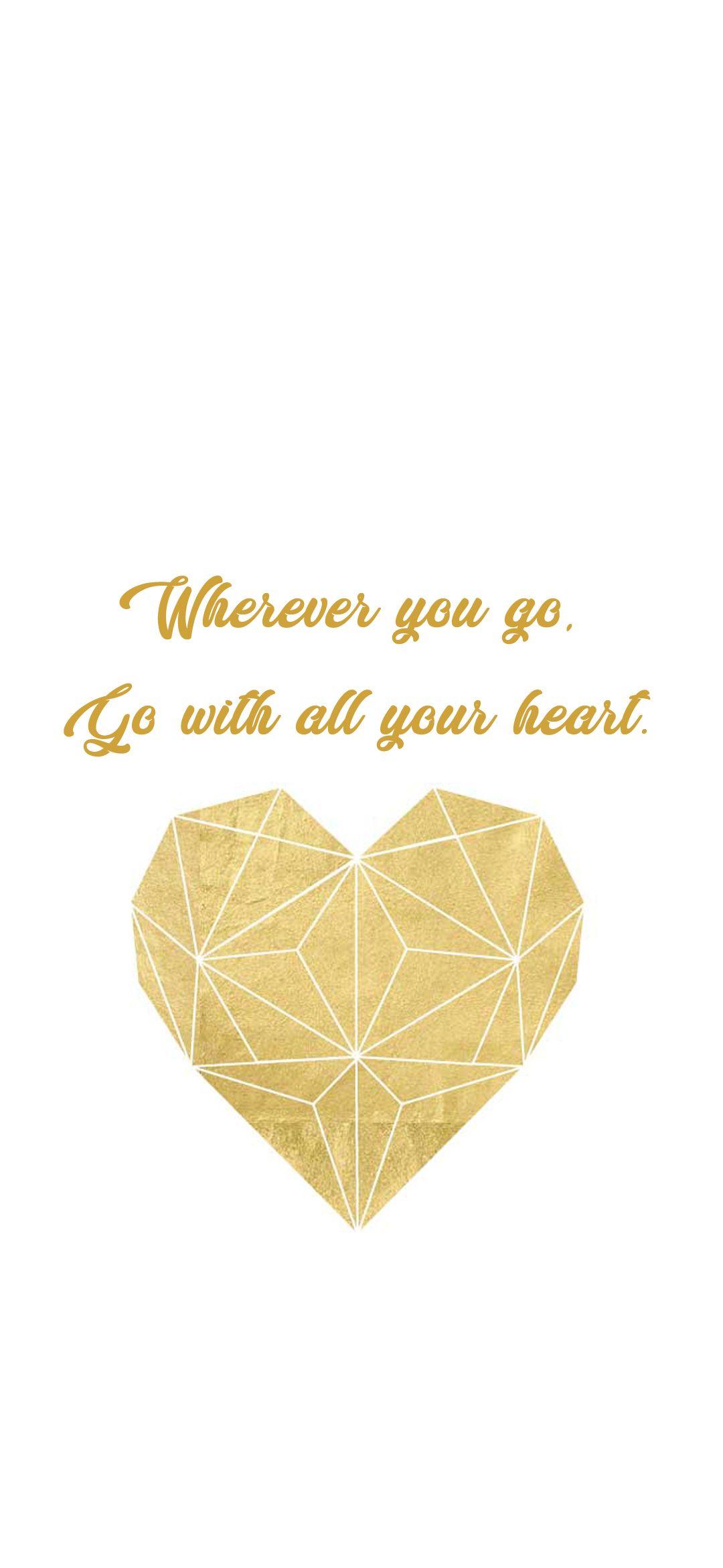 1080x2340 Inspirational Wallpaper for Mobile with Geometric Gold Heart