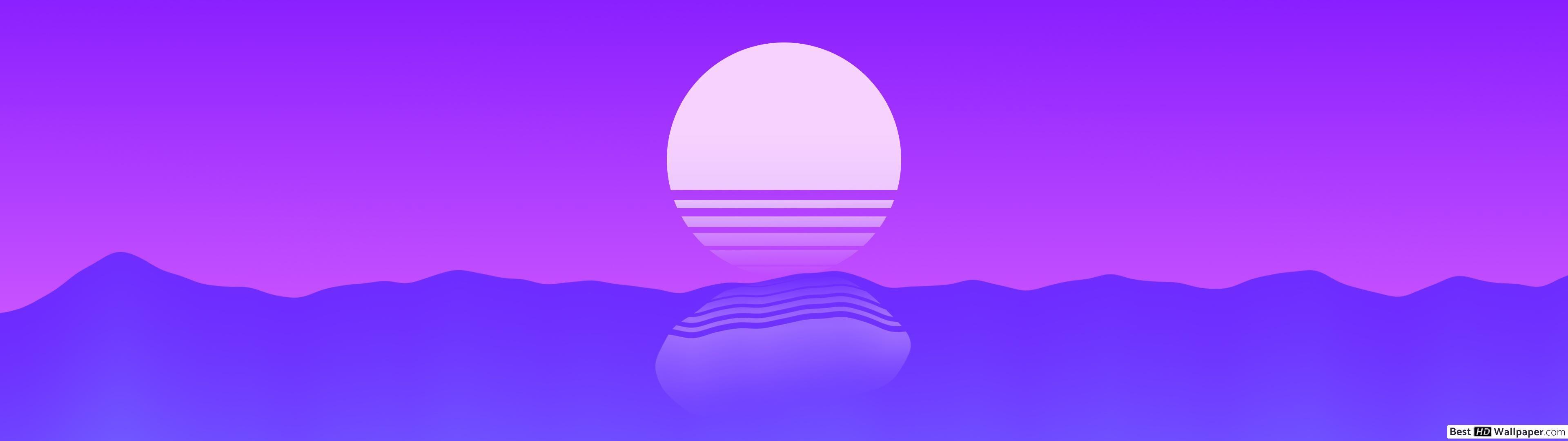 3840x1080 Retro sunset HD wallpaper download